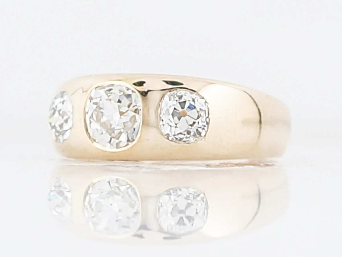 Three Stone Diamond Victorian Engagement Ring in 14k - Image 2