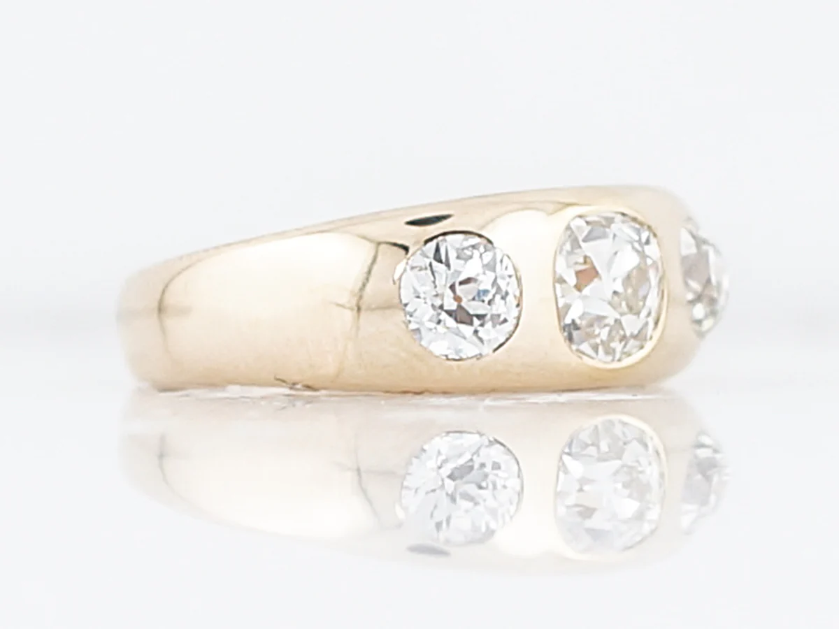 Three Stone Diamond Victorian Engagement Ring in 14k - Image 3