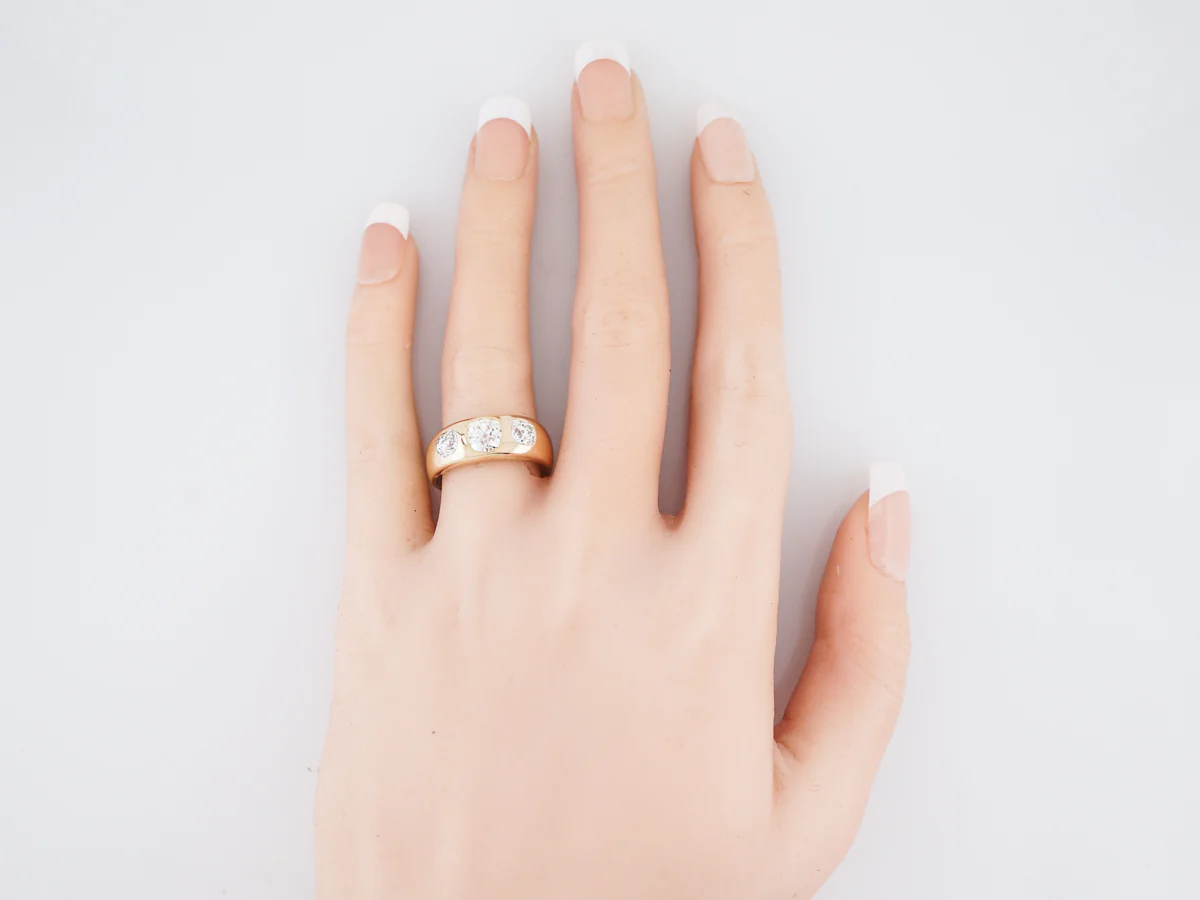 Three Stone Diamond Victorian Engagement Ring in 14k - Image 5