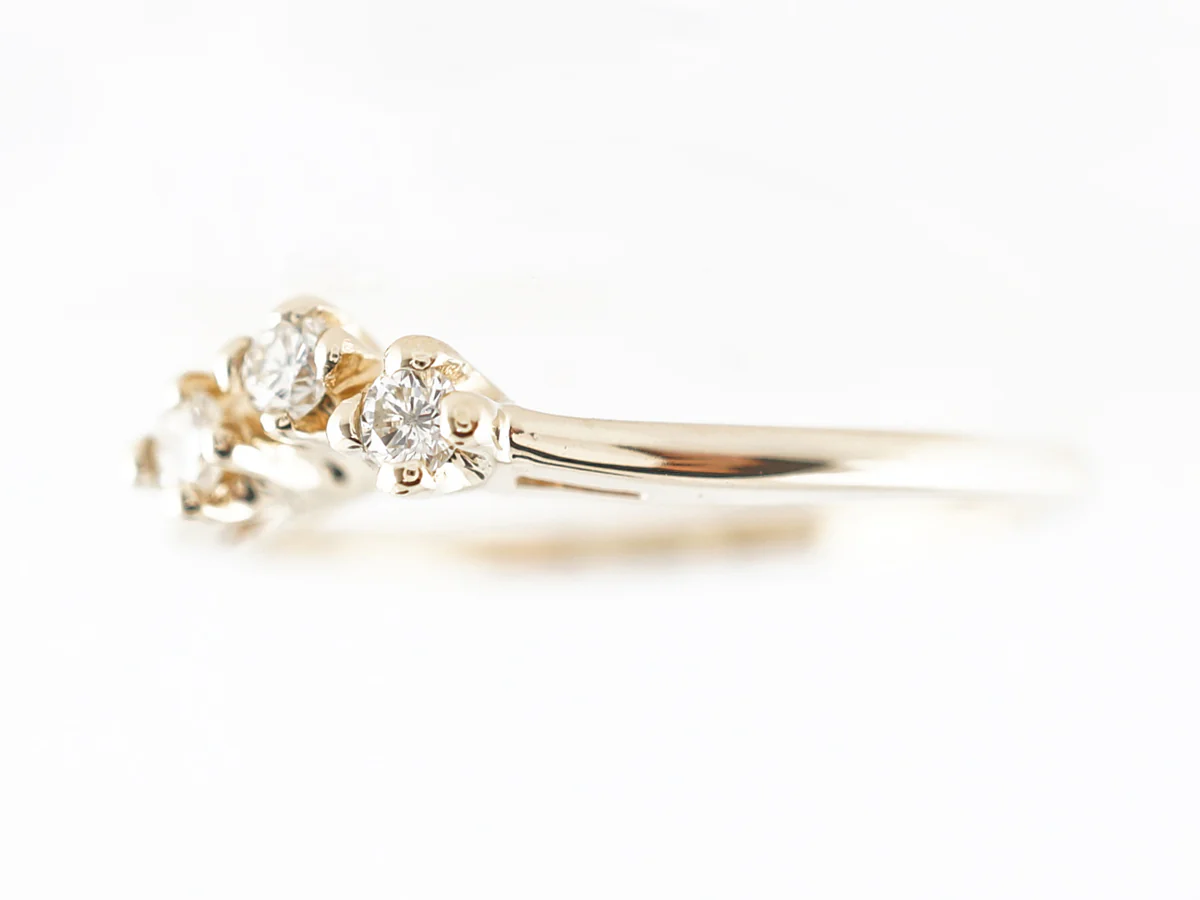 Three Stone Diamond Wedding Band in 14k - Image 2