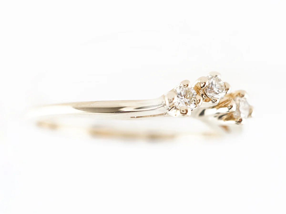 Three Stone Diamond Wedding Band in 14k - Image 3