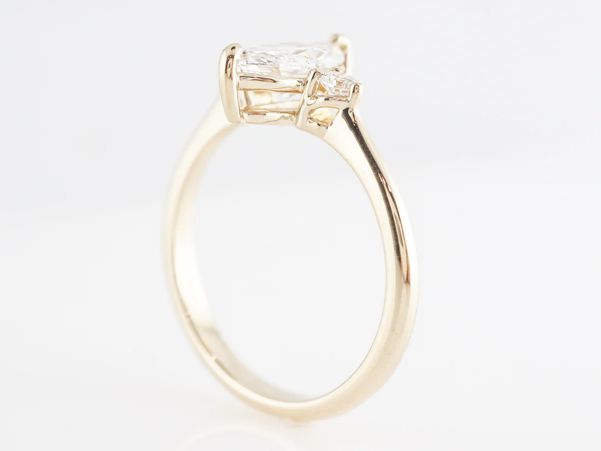 Three Stone Marquise Diamond Engagement Ring in 14K - Image 4