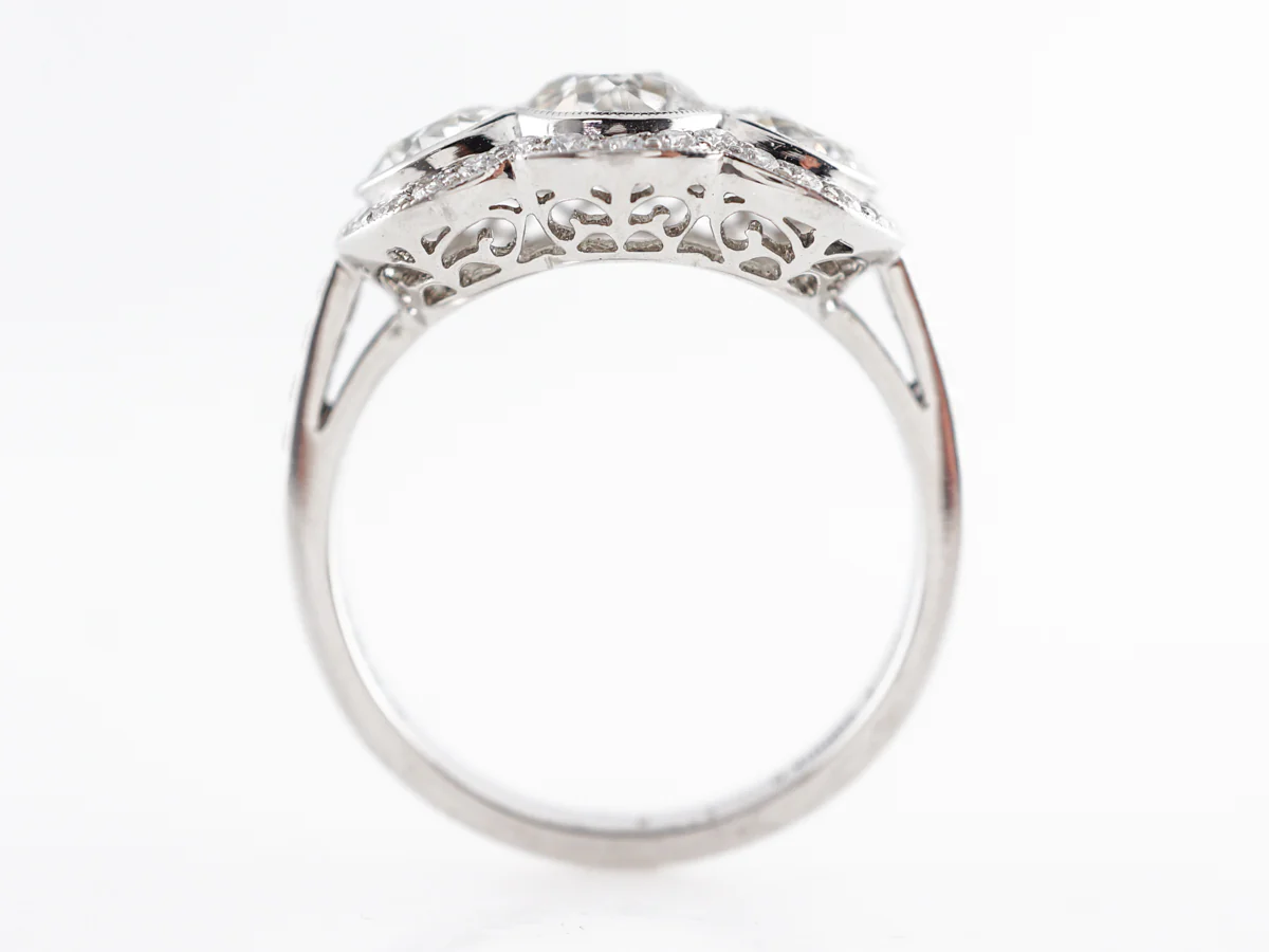 Three Stone Old European Cut Diamond Ring in Platinum - Image 4