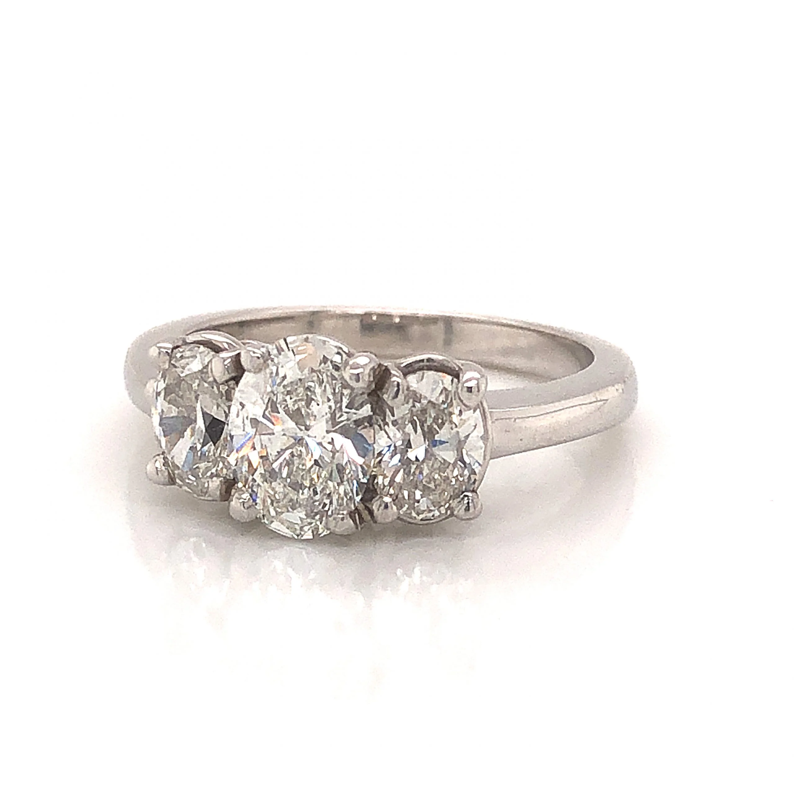 Three Stone Oval Cut Diamond Engagement Ring in 14k White Gold - Image 2