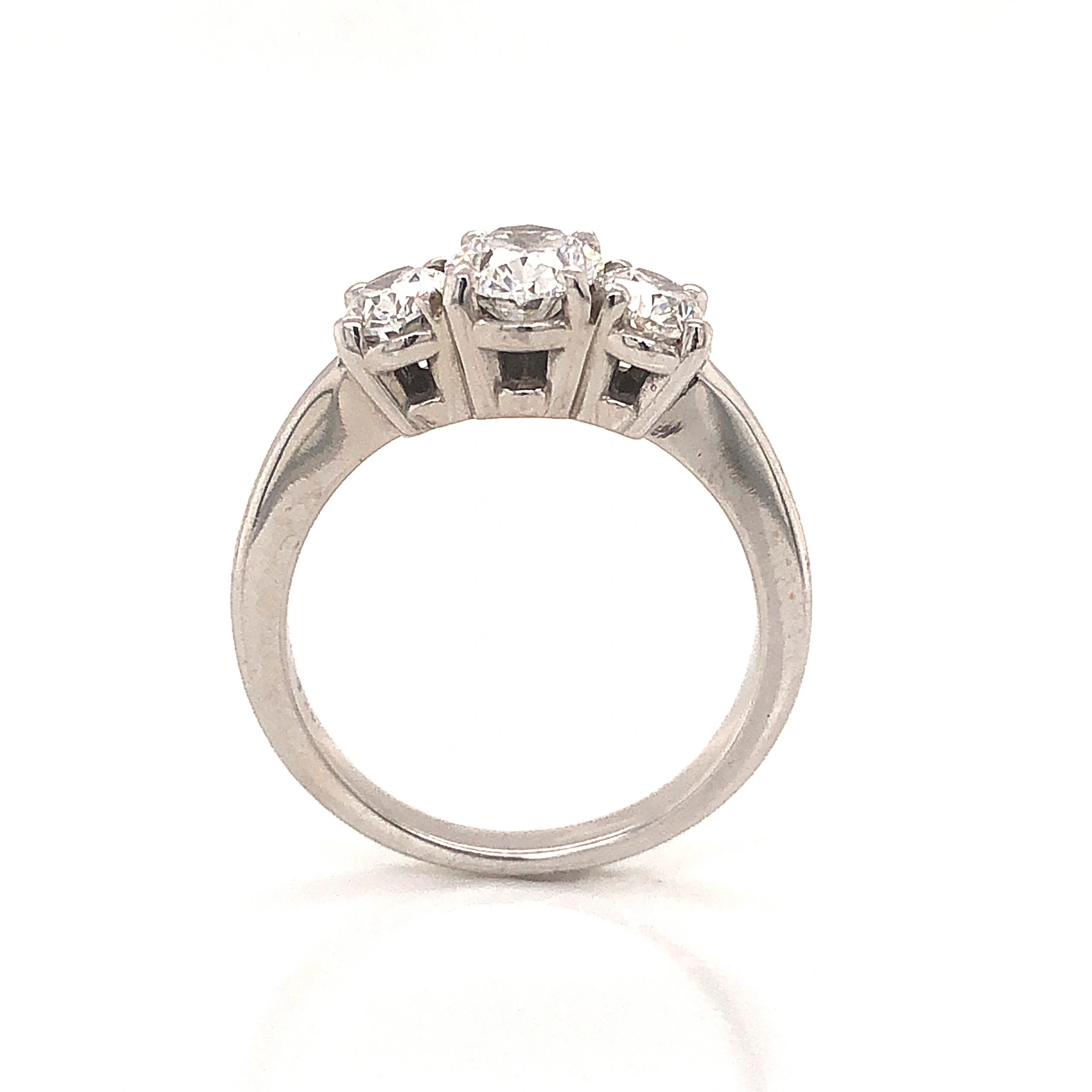Three Stone Oval Cut Diamond Engagement Ring in 14k White Gold - Image 4