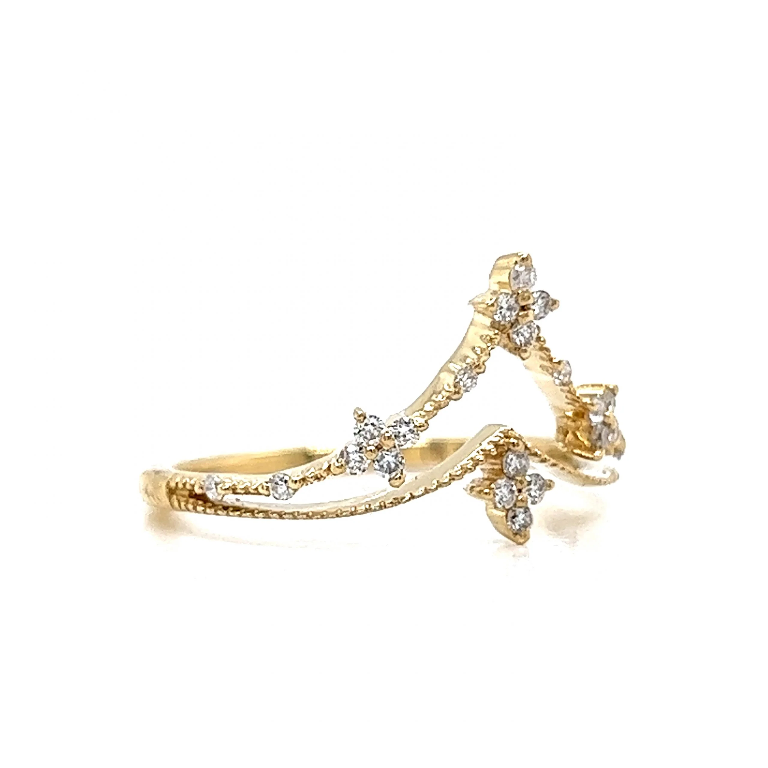Tiara Diamond Stacking Ring in 14k Yellow Gold - Image 3