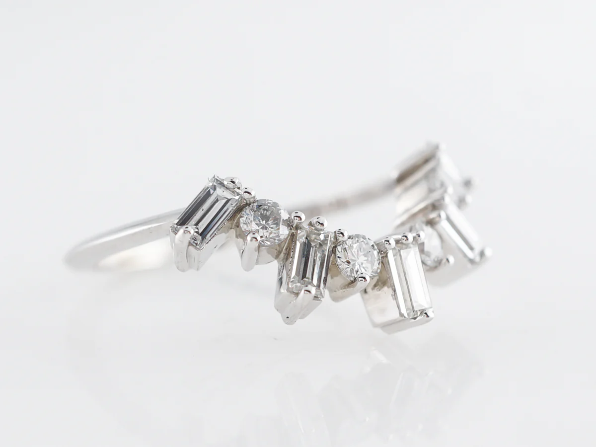 Tiara Style Diamond Wedding Band in 14k White Gold - Image 3