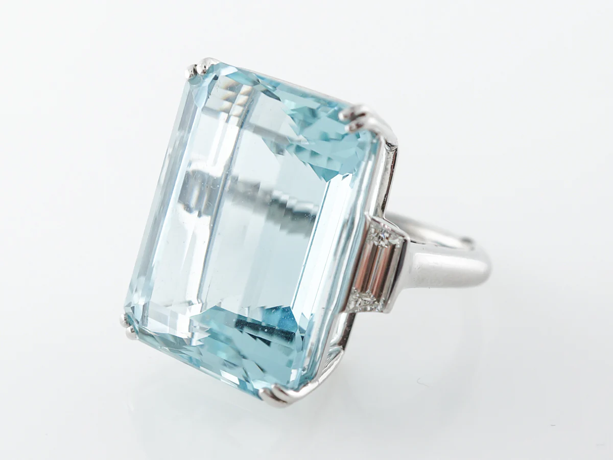 Tiffany & Co. Aquamarine & Diamond Ring in Platinum - Image 2