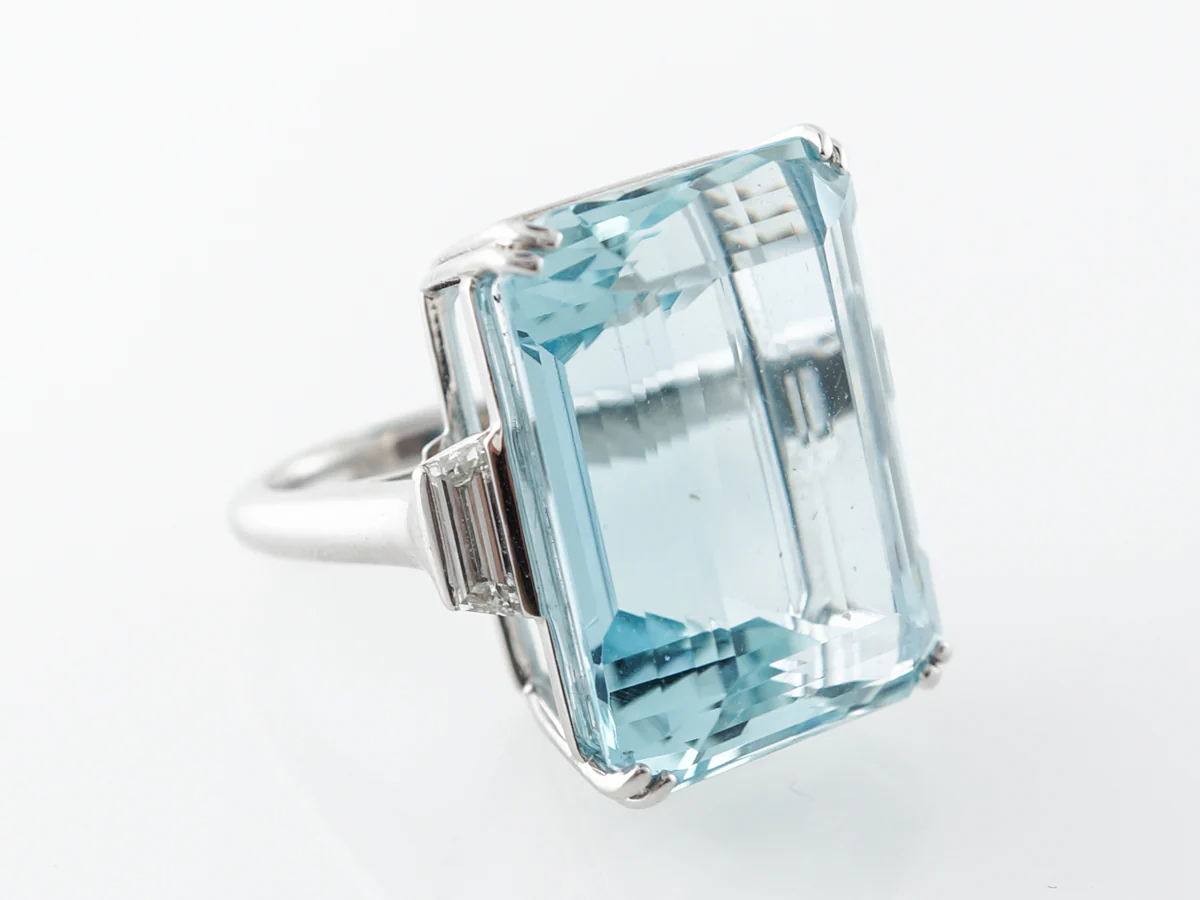 Tiffany & Co. Aquamarine & Diamond Ring in Platinum - Image 3