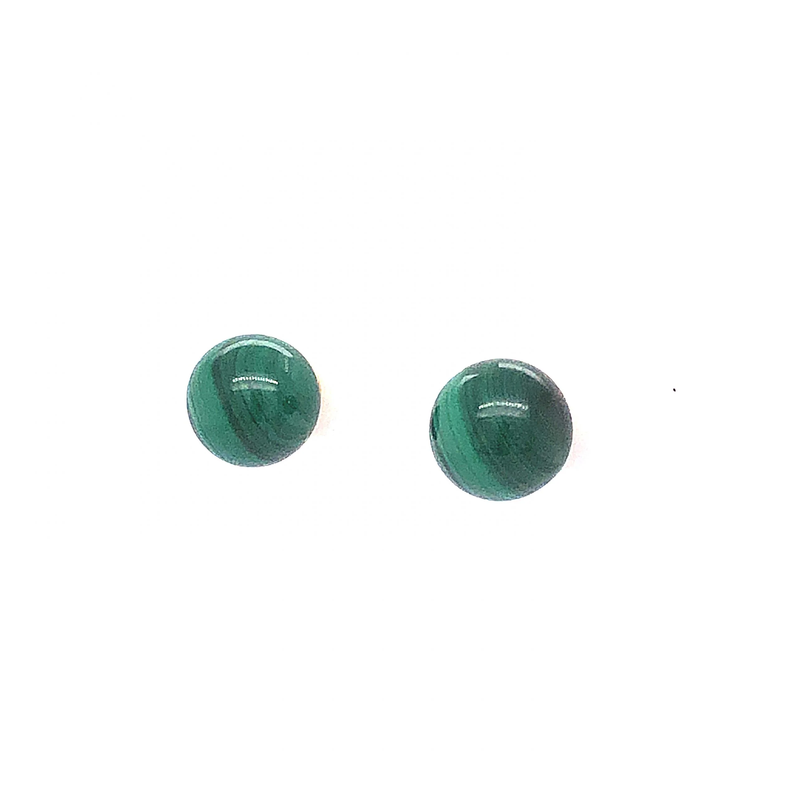 Tiffany & Co. Malachite Stud Earrings 14k Yellow Gold - Image 2