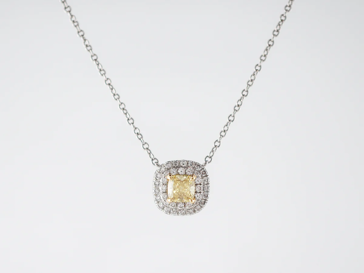 **RTV 1/9/19**Tiffany & Co. Necklace Modern .31 Princess Cut Yellow Diamond in 18k White Gold