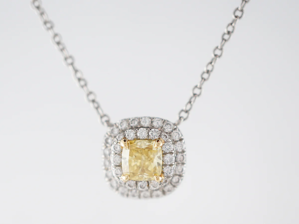 **RTV 1/9/19**Tiffany & Co. Necklace Modern .31 Princess Cut Yellow Diamond in 18k White Gold - Image 4
