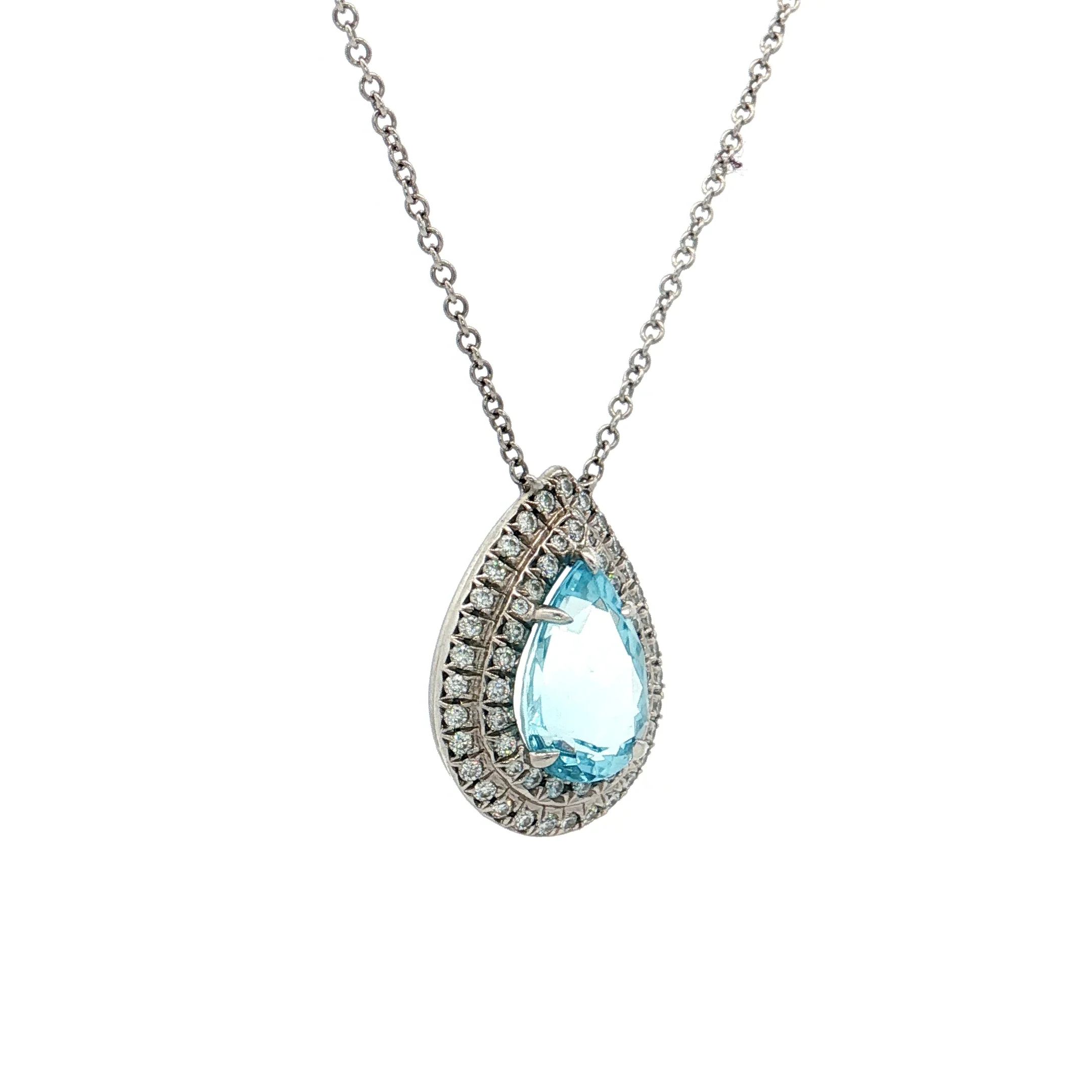 Tiffany & Co Pear Aquamarine Soleste Pendant Necklace Platinum - Image 3