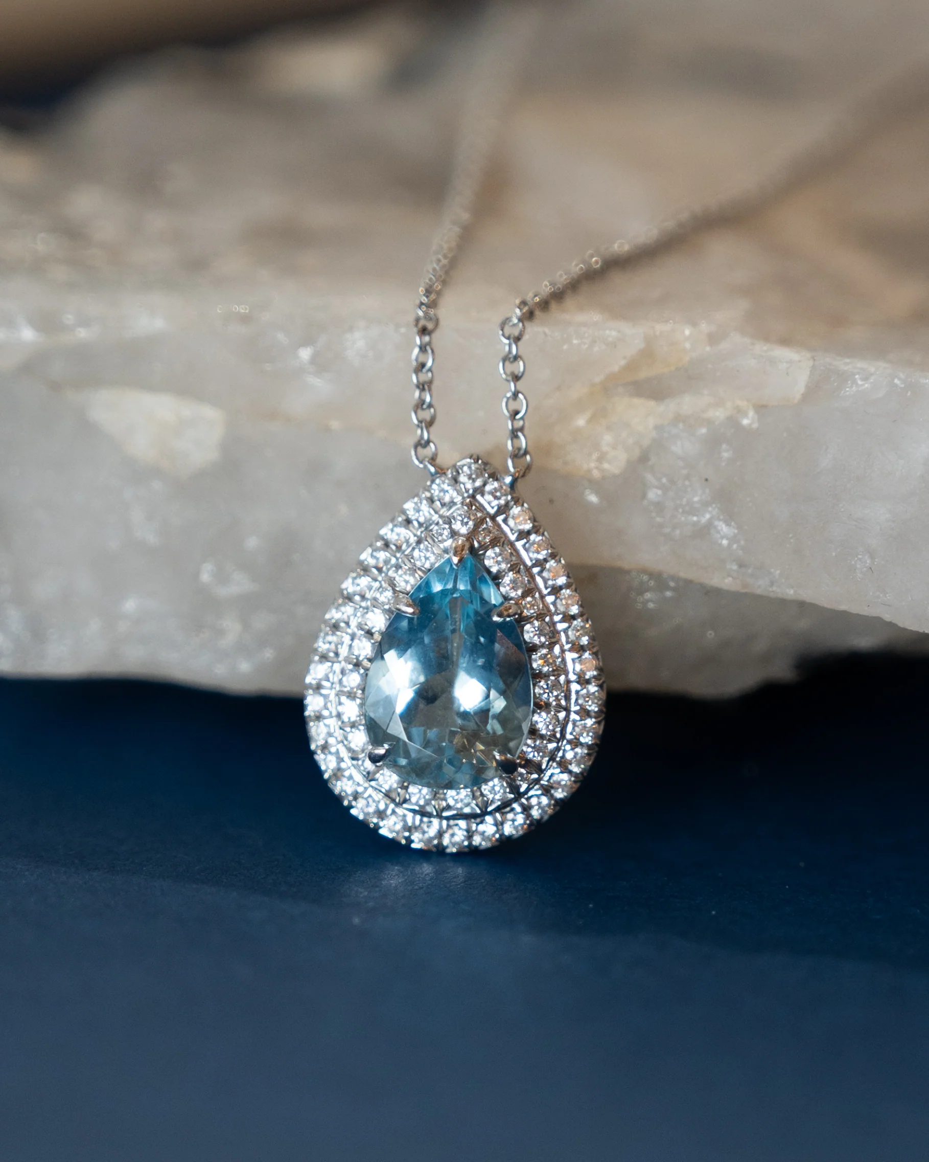 Tiffany & Co Pear Aquamarine Soleste Pendant Necklace Platinum - Image 5