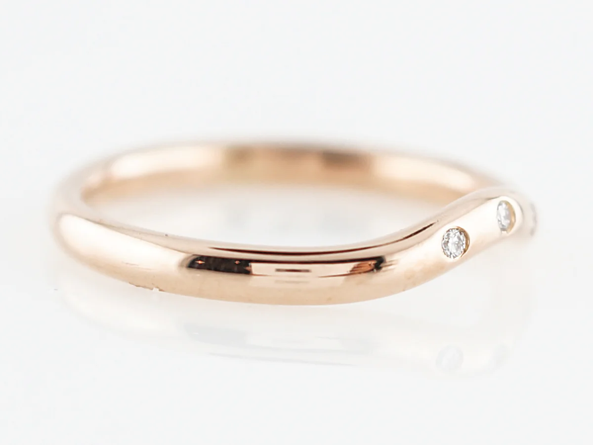 Wedding Band Modern Tiffany & Co .03 Round Brilliant Cut Diamonds in 18k Rose Gold - Image 2