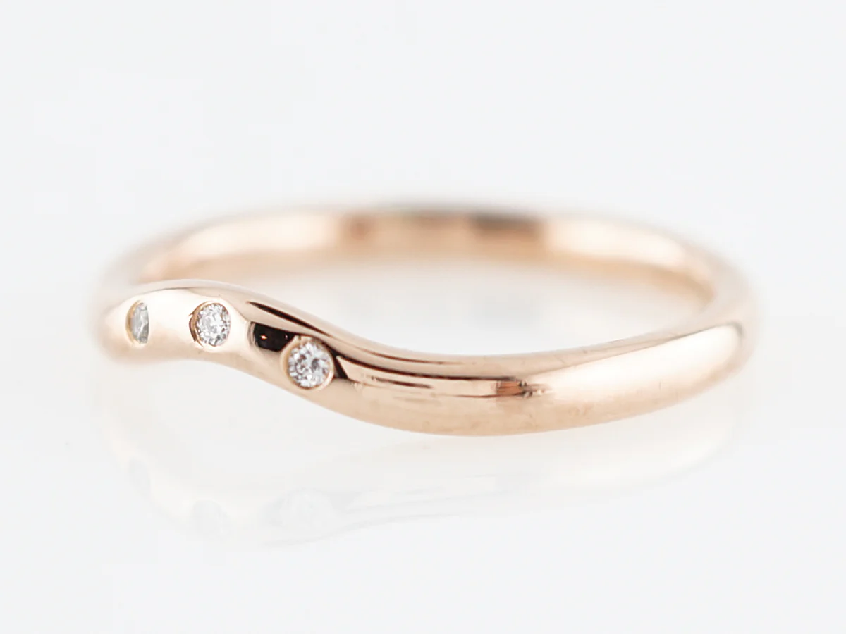 Wedding Band Modern Tiffany & Co .03 Round Brilliant Cut Diamonds in 18k Rose Gold - Image 3