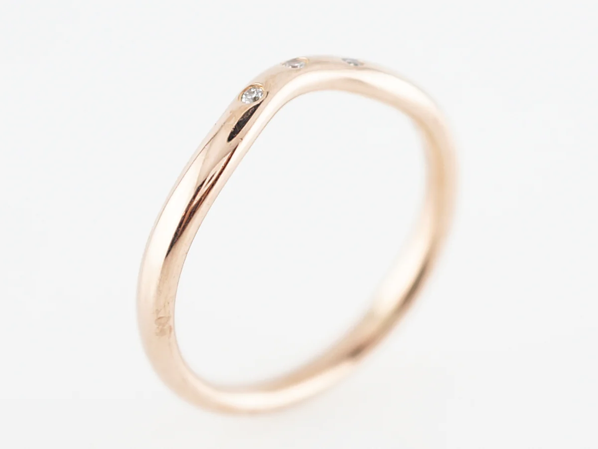 Wedding Band Modern Tiffany & Co .03 Round Brilliant Cut Diamonds in 18k Rose Gold - Image 4