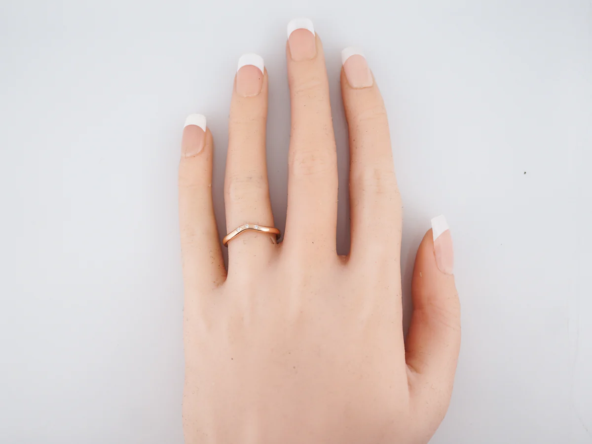 Wedding Band Modern Tiffany & Co .03 Round Brilliant Cut Diamonds in 18k Rose Gold - Image 5