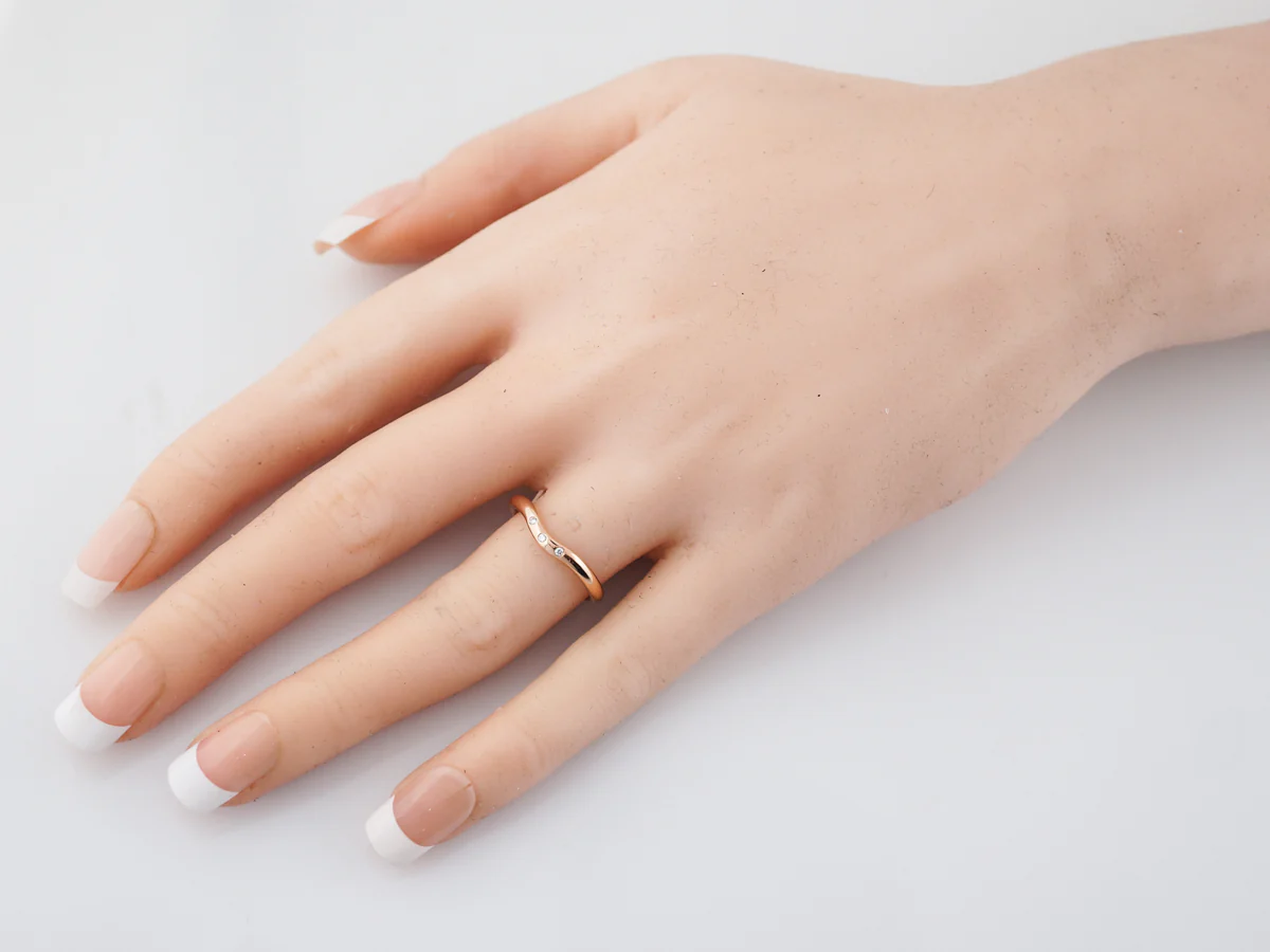 Wedding Band Modern Tiffany & Co .03 Round Brilliant Cut Diamonds in 18k Rose Gold - Image 6