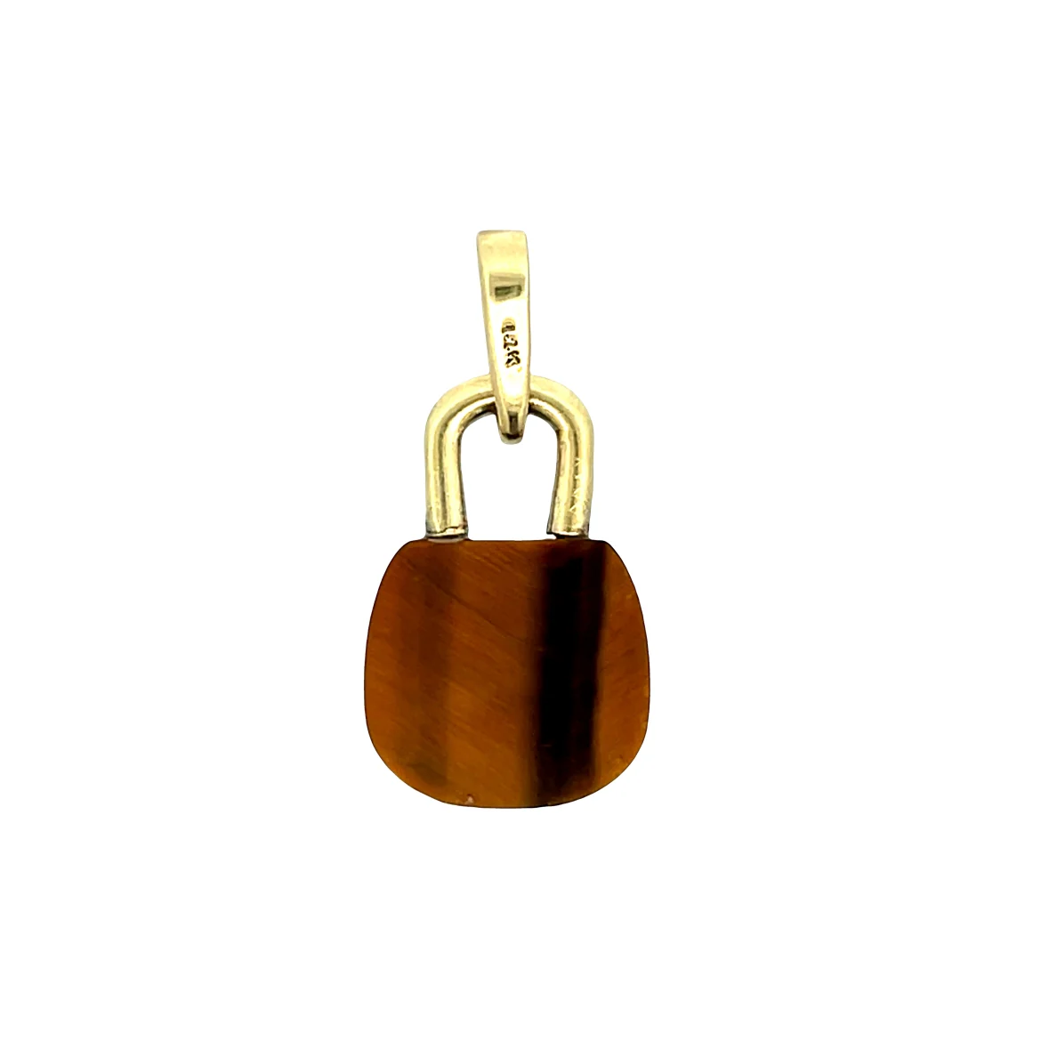 Tigers Eye Gold Lock Pendant in 14k Yellow Gold - Image 2