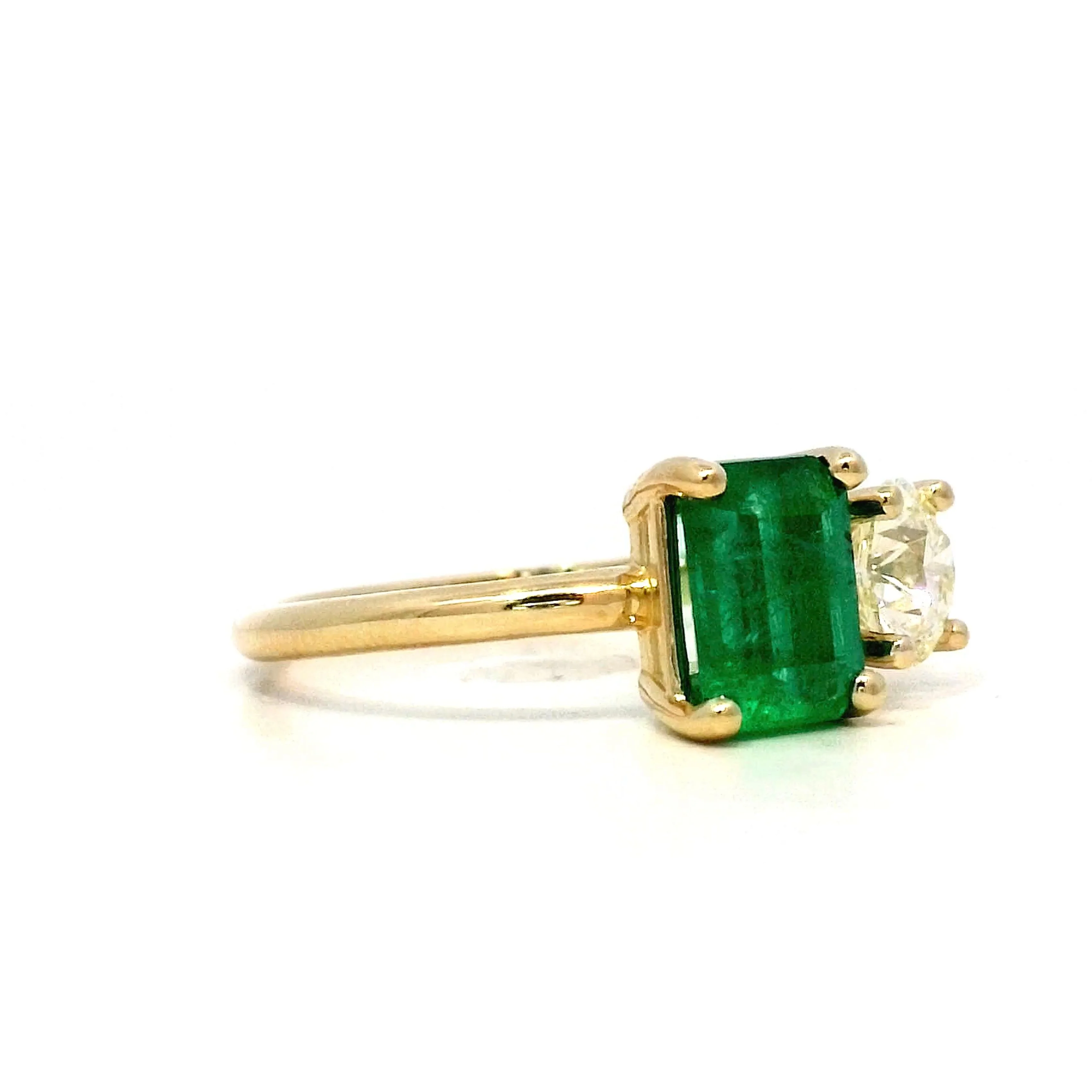 Toi Et Moi Cocktail Ring with Emerald & Diamond in 14k - Image 3