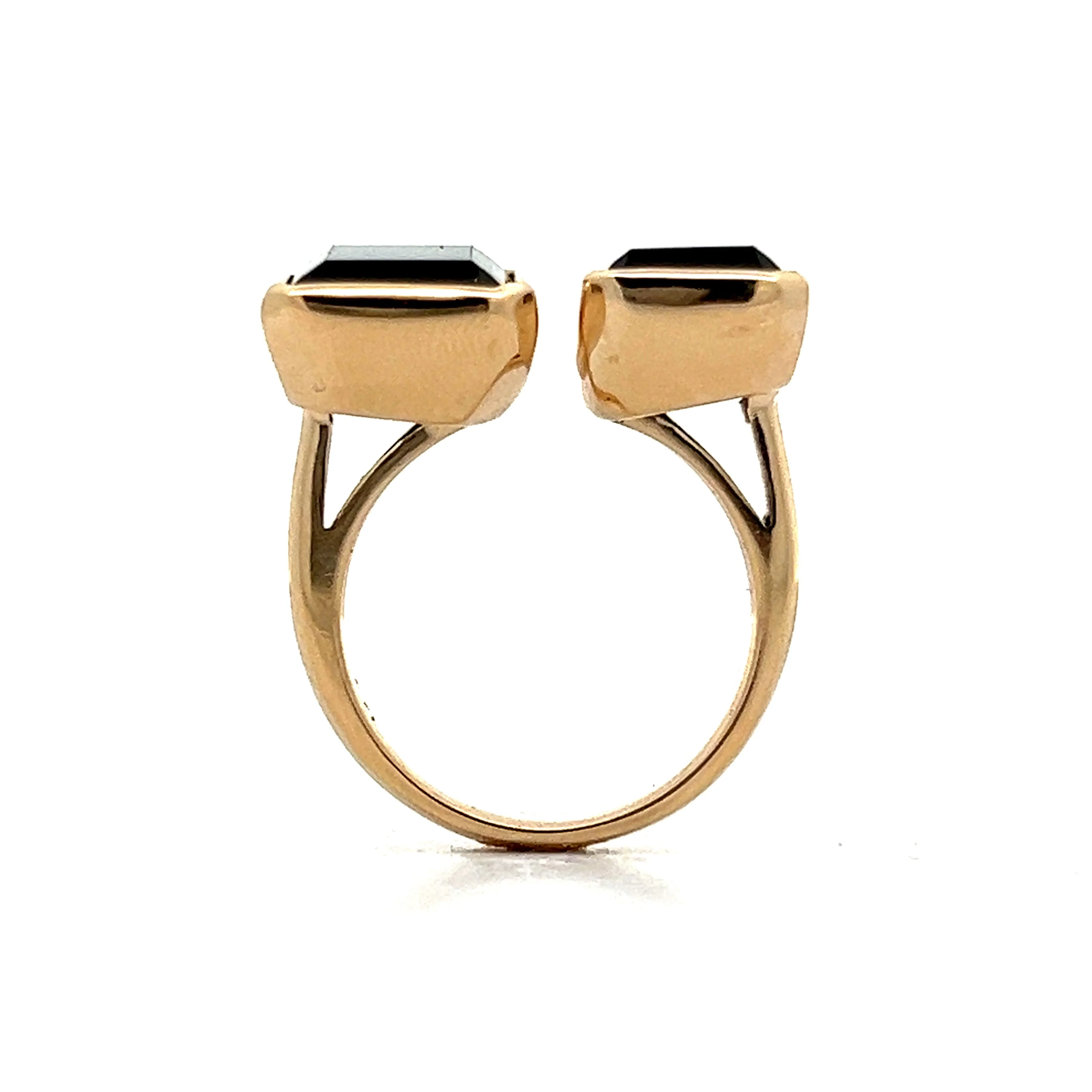 Toi Et Moi Green Tourmaline Cocktail Ring in 14k Yellow Gold - Image 4