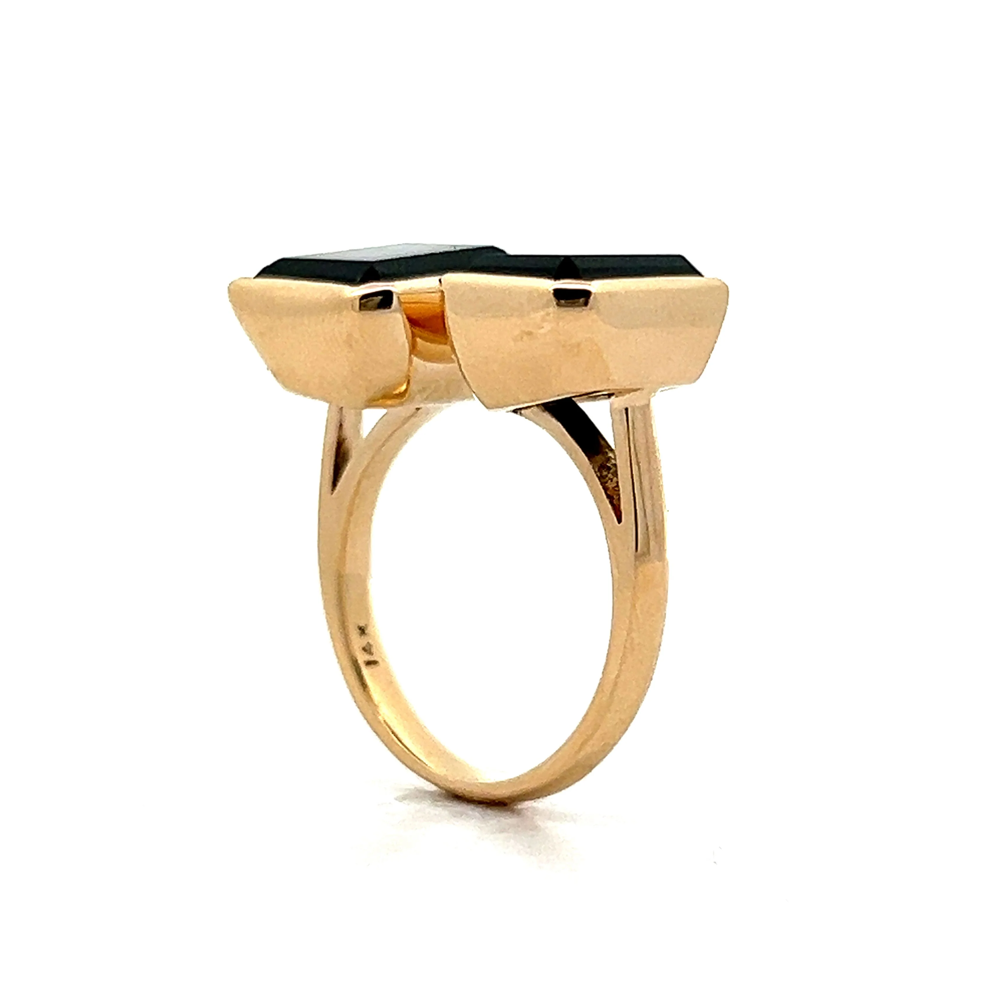 Toi Et Moi Green Tourmaline Cocktail Ring in 14k Yellow Gold - Image 5