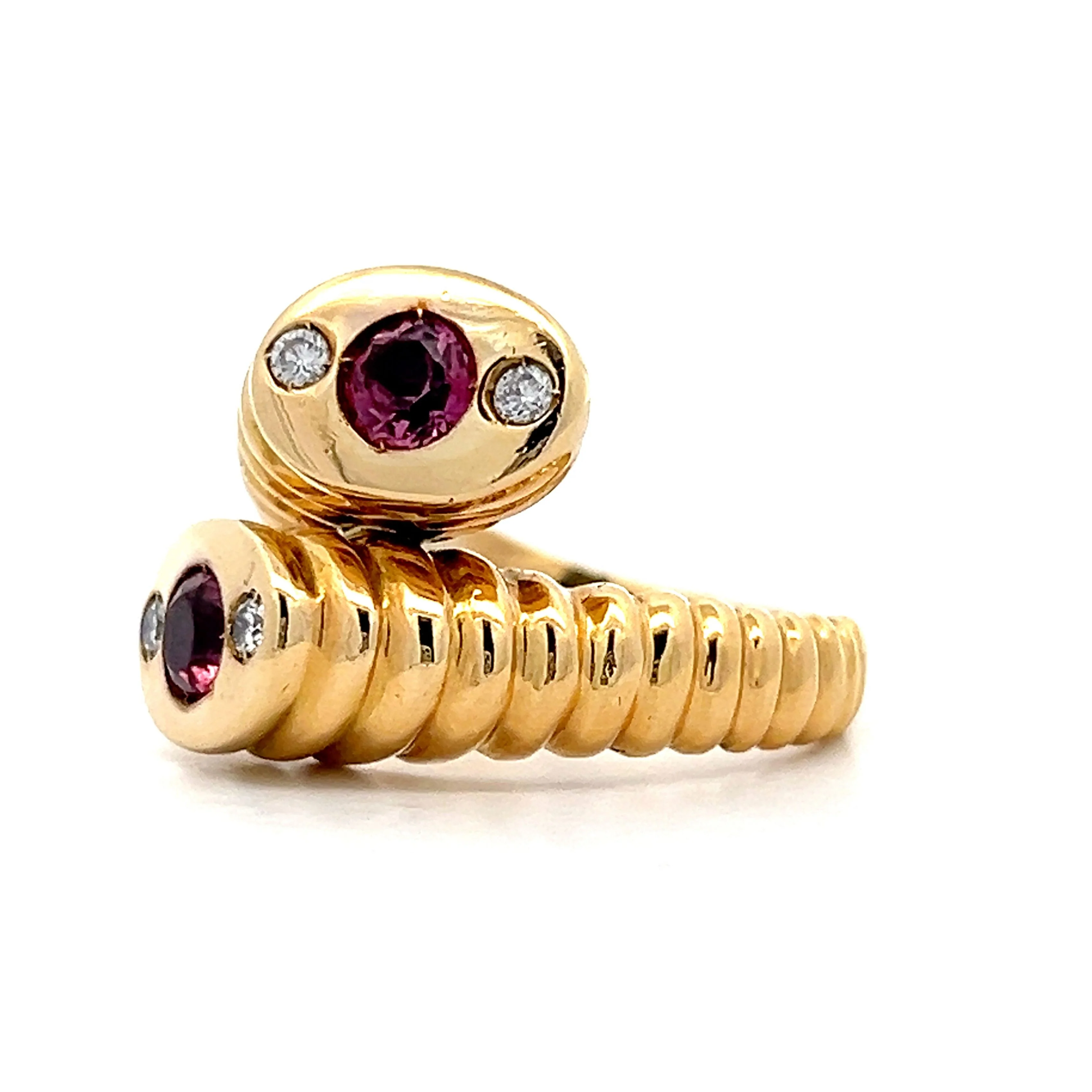 Toi Et Moi Tourmaline & Diamond Ring in 18k Yellow Gold - Image 2