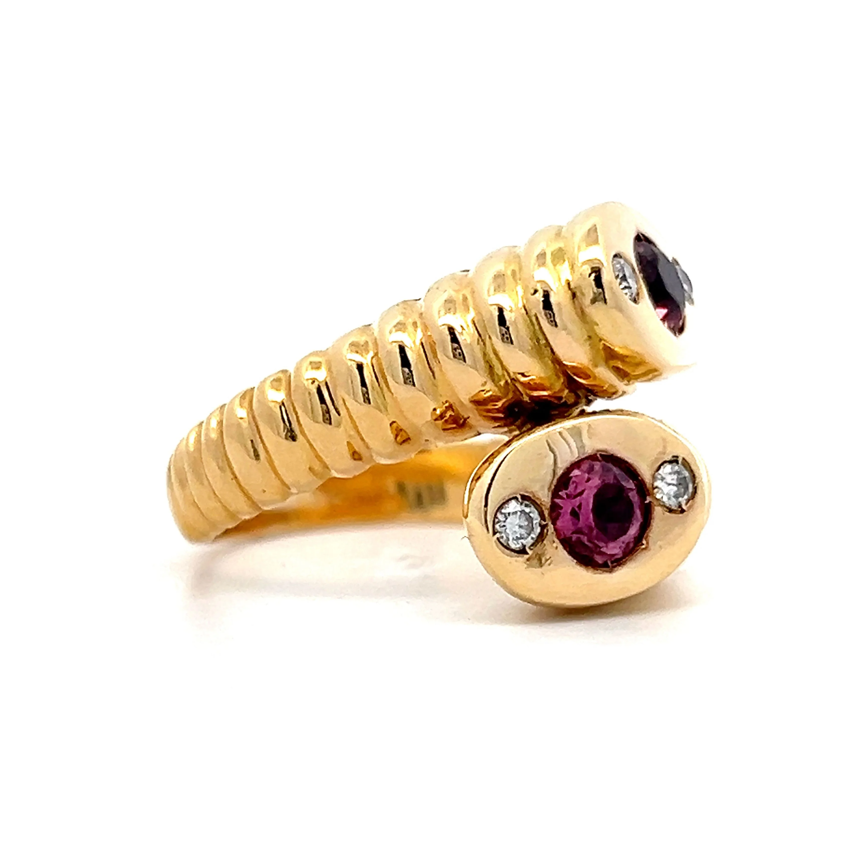 Toi Et Moi Tourmaline & Diamond Ring in 18k Yellow Gold - Image 3
