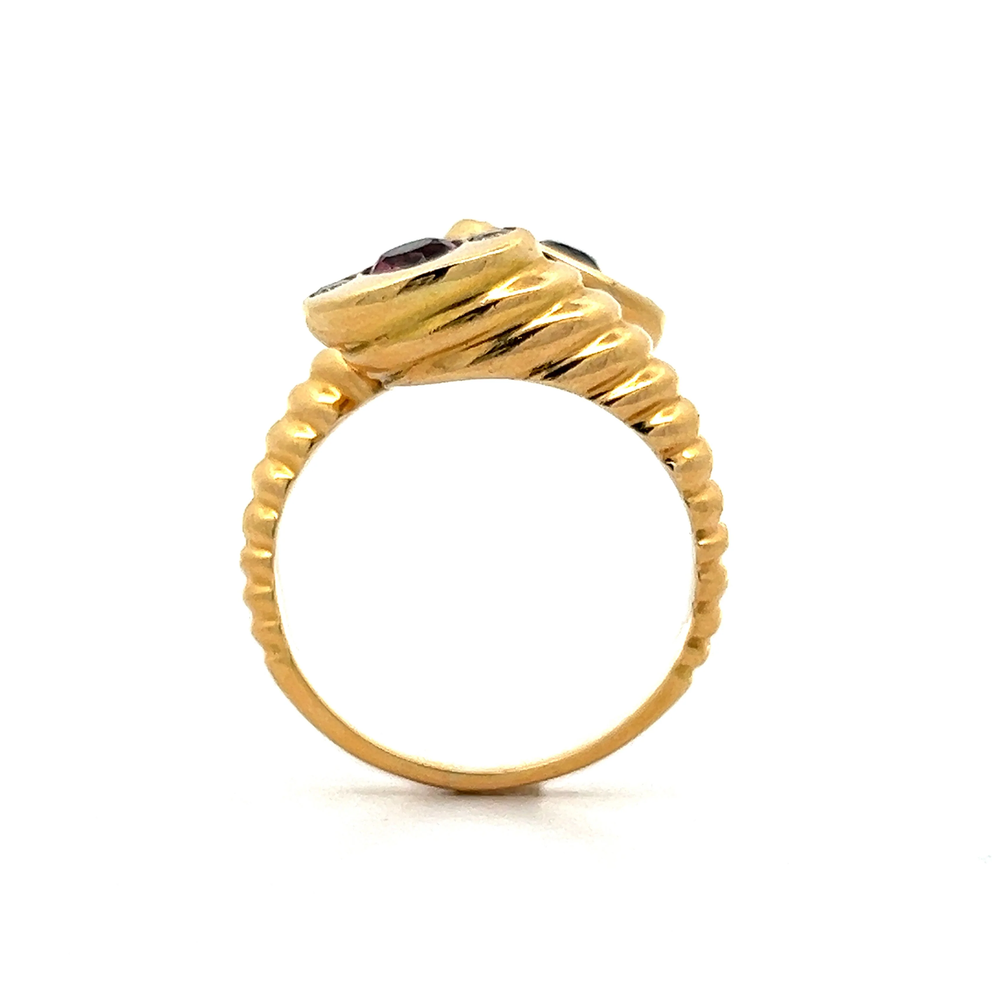 Toi Et Moi Tourmaline & Diamond Ring in 18k Yellow Gold - Image 4