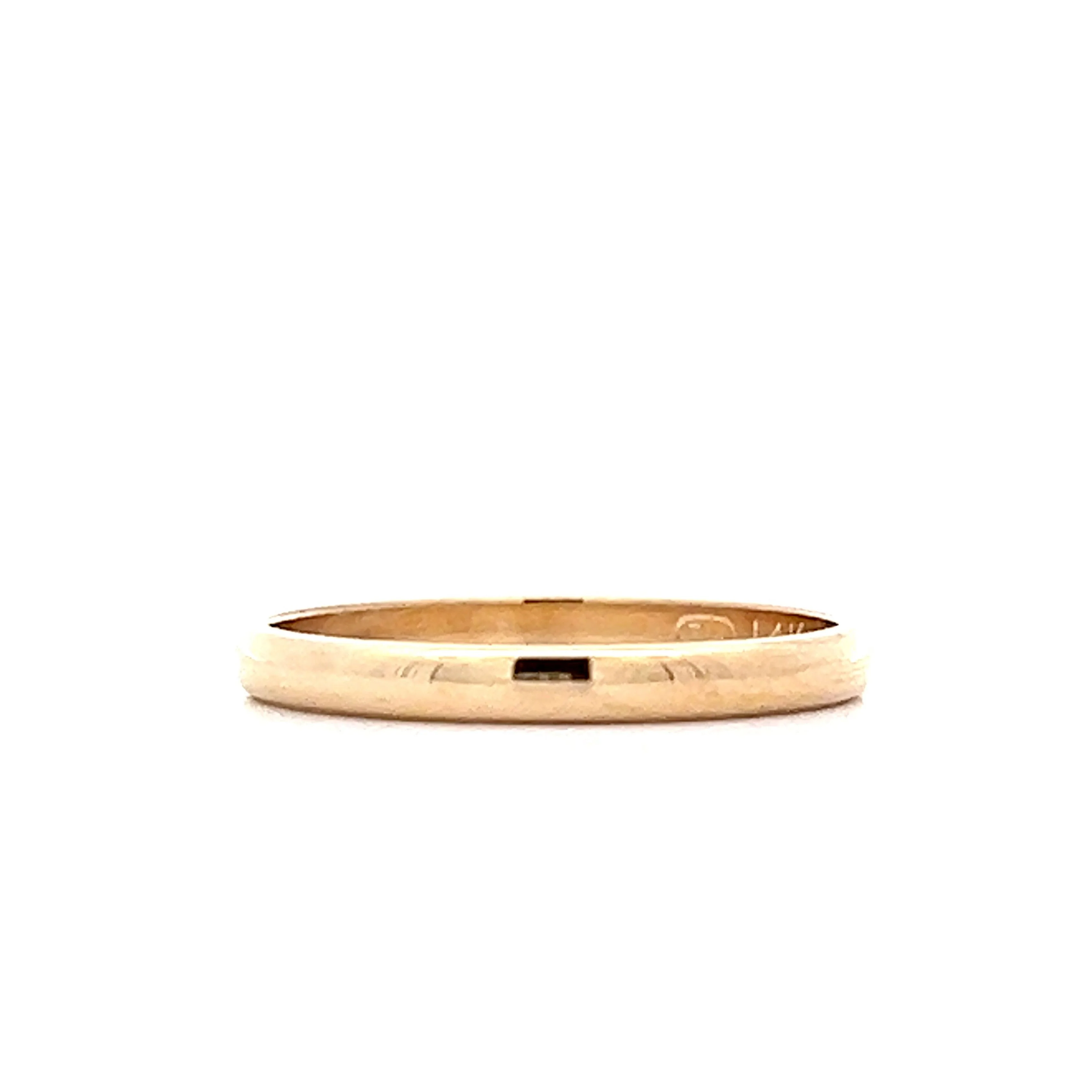 Traditional 2mm Half Round Wedding Band in 14k