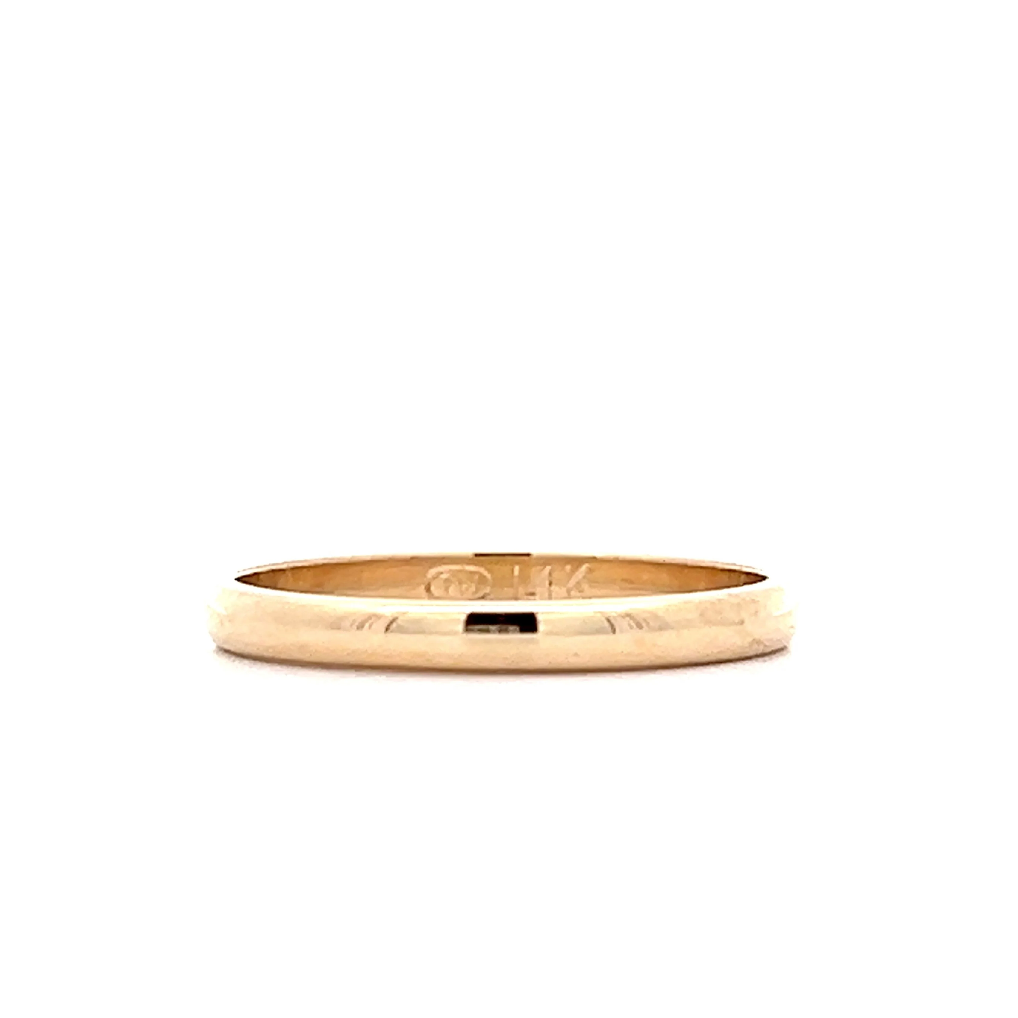 Traditional 2mm Half Round Wedding Band in 14k - Image 2