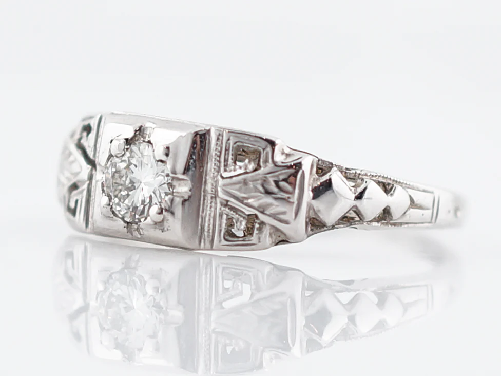 Transitional Cut Diamond Engagement Ring Vintage Art Deco 18k - Image 2