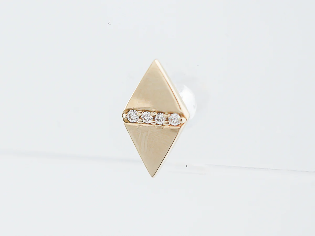 Triangle Earrings Modern .025 Round Brilliant Cut Diamonds in 14k Yellow Gold - Image 2