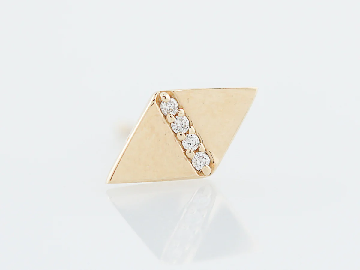 Triangle Earrings Modern .03 Round Brilliant Cut Diamonds in 14k Yellow Gold - Image 3