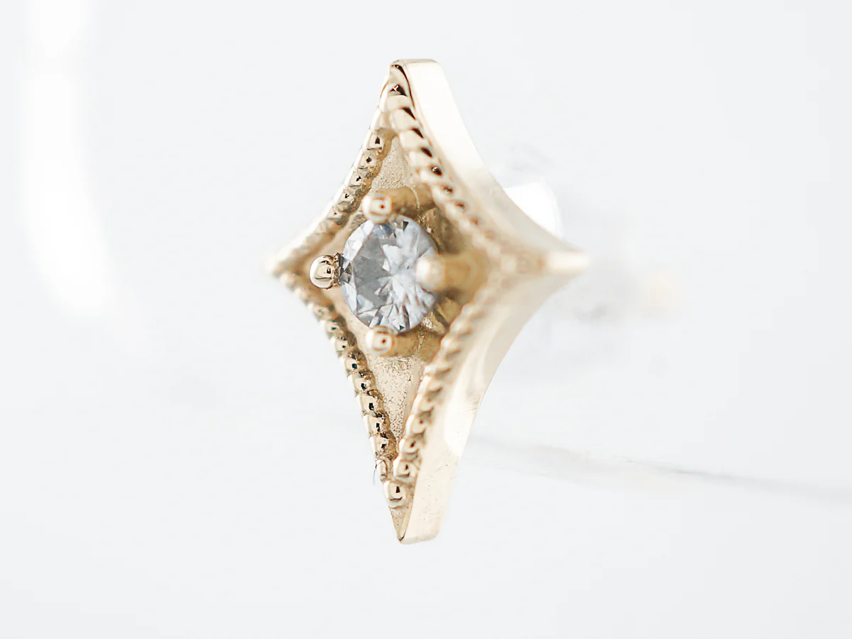 Triangle Earrings Modern .12 Round Brilliant Cut Diamonds in 14k Yellow Gold - Image 6