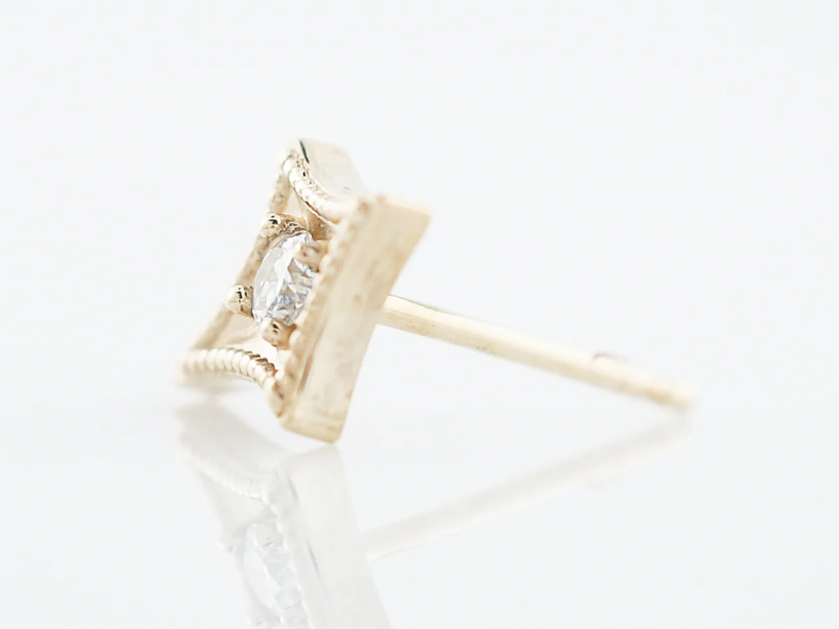Triangle Earrings Modern .12 Round Brilliant Cut Diamonds in 14k Yellow Gold - Image 8