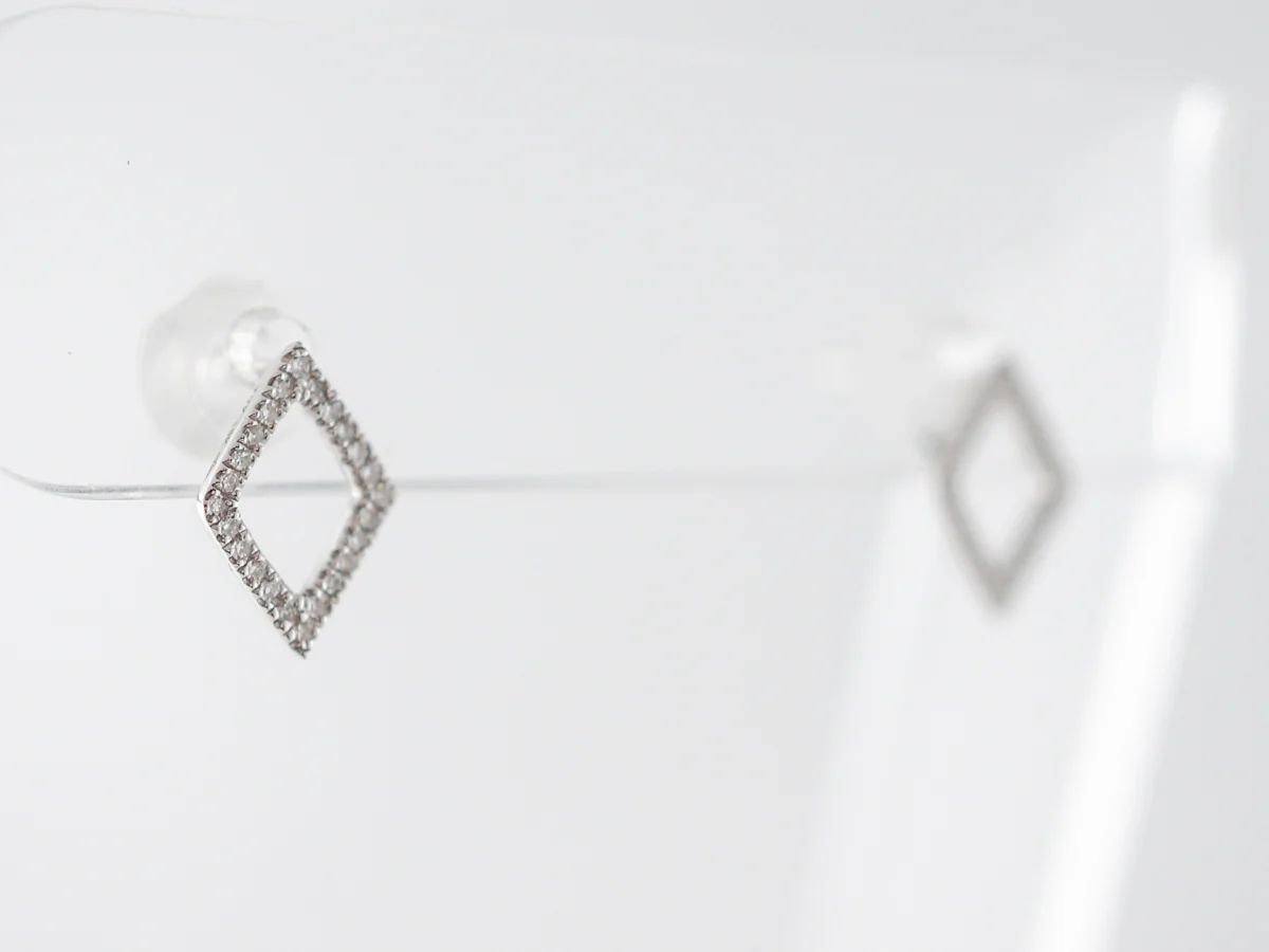 Triangular Diamond Stud Earrings in 18k White Gold - Image 2