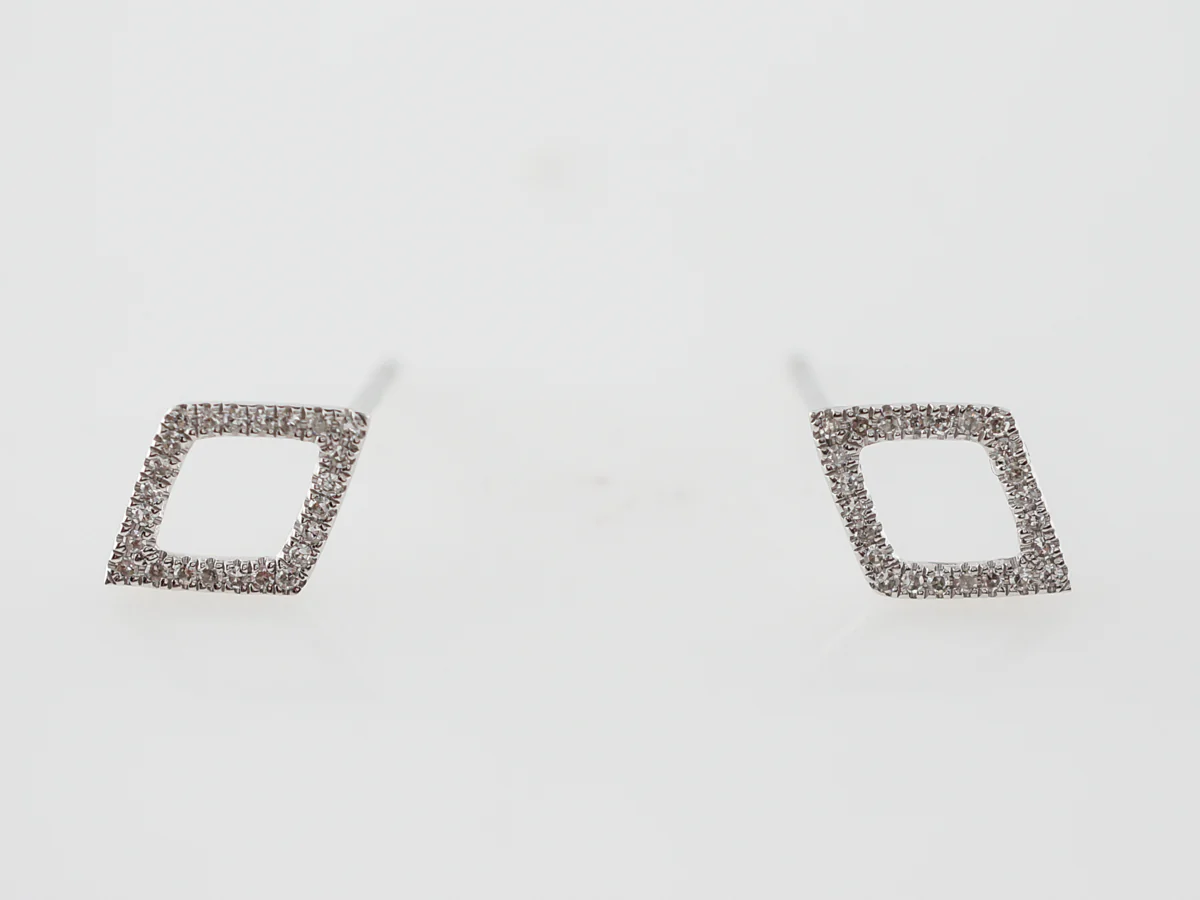 Triangular Diamond Stud Earrings in 18k White Gold - Image 3
