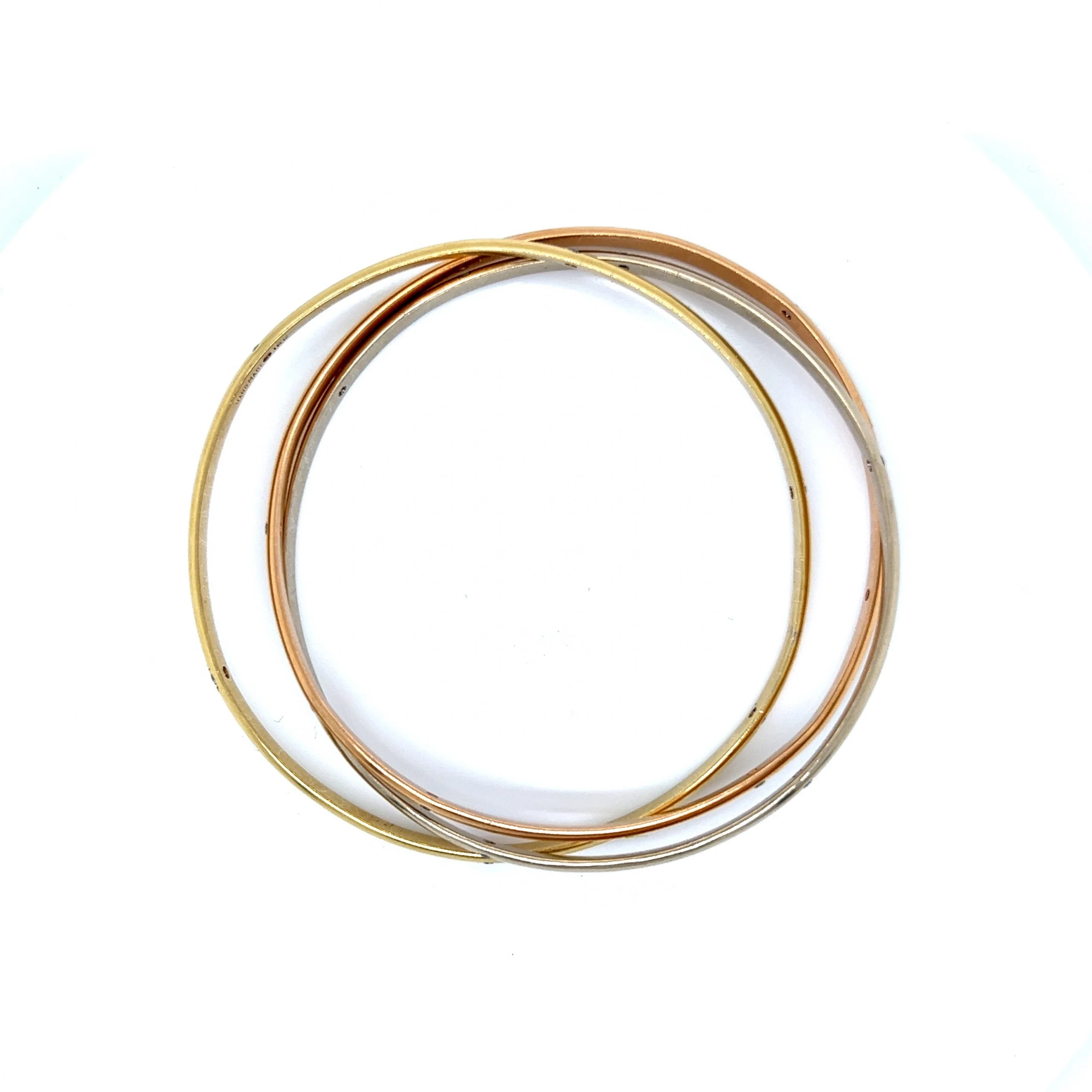 Tricolor Diamond Bangle Bracelet in 18k Gold - Image 4