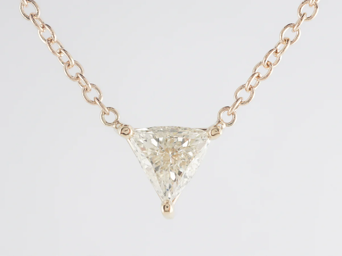 Trilliant Cut Diamond Pendant Necklace in 14k Yellow Gold