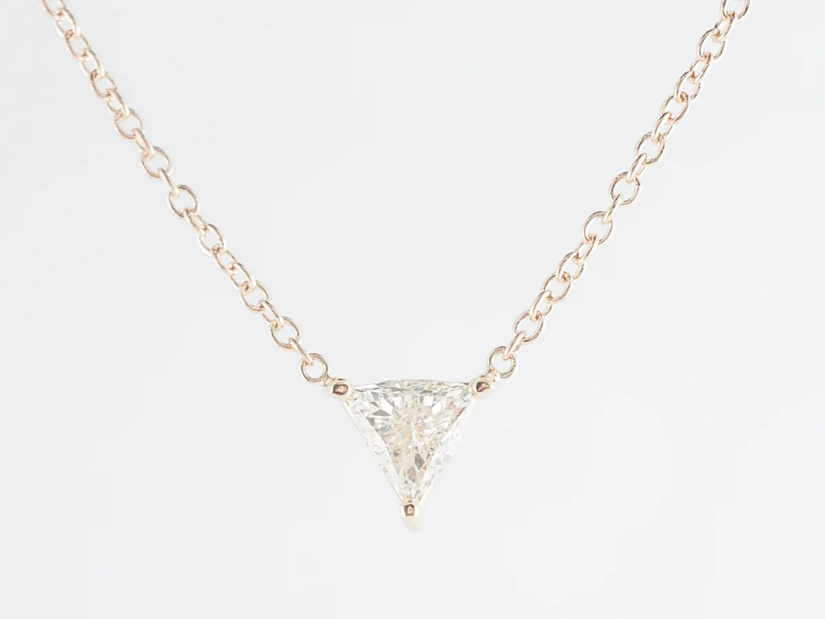 Trilliant Cut Diamond Pendant Necklace in 14k Yellow Gold - Image 2