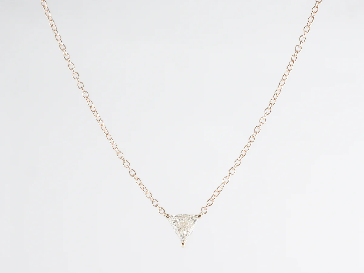 Trilliant Cut Diamond Pendant Necklace in 14k Yellow Gold - Image 3