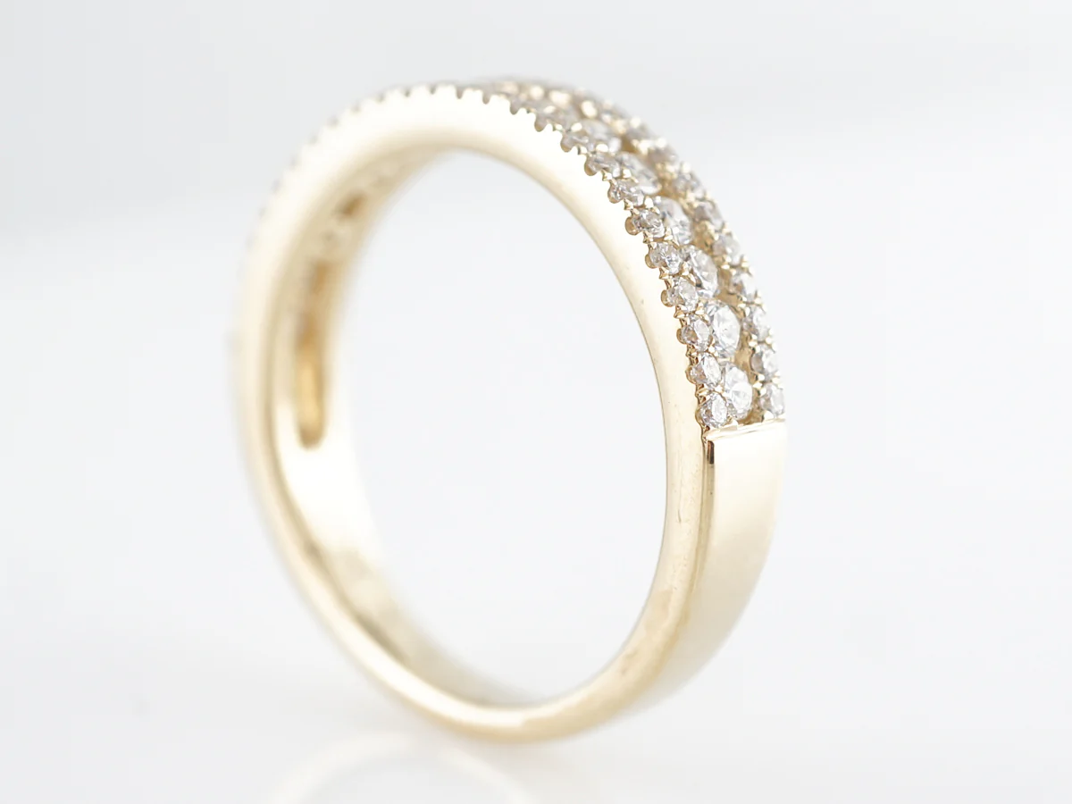 Triple Row Diamond Wedding Band in 14k Yellow Gold - Image 5
