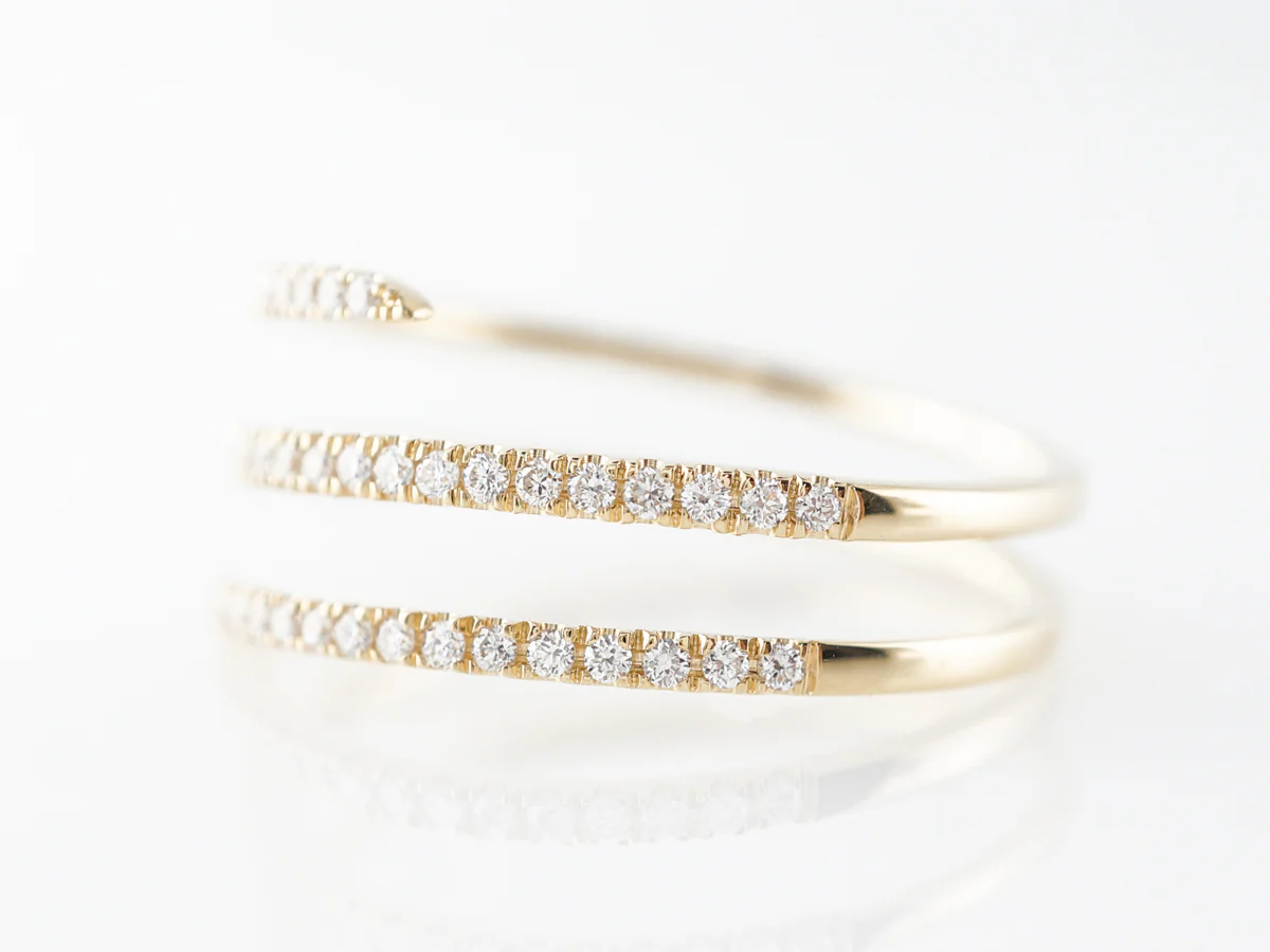 Triple Stacking Ring w/ Diamonds in 18k Yellow Gold - Image 2