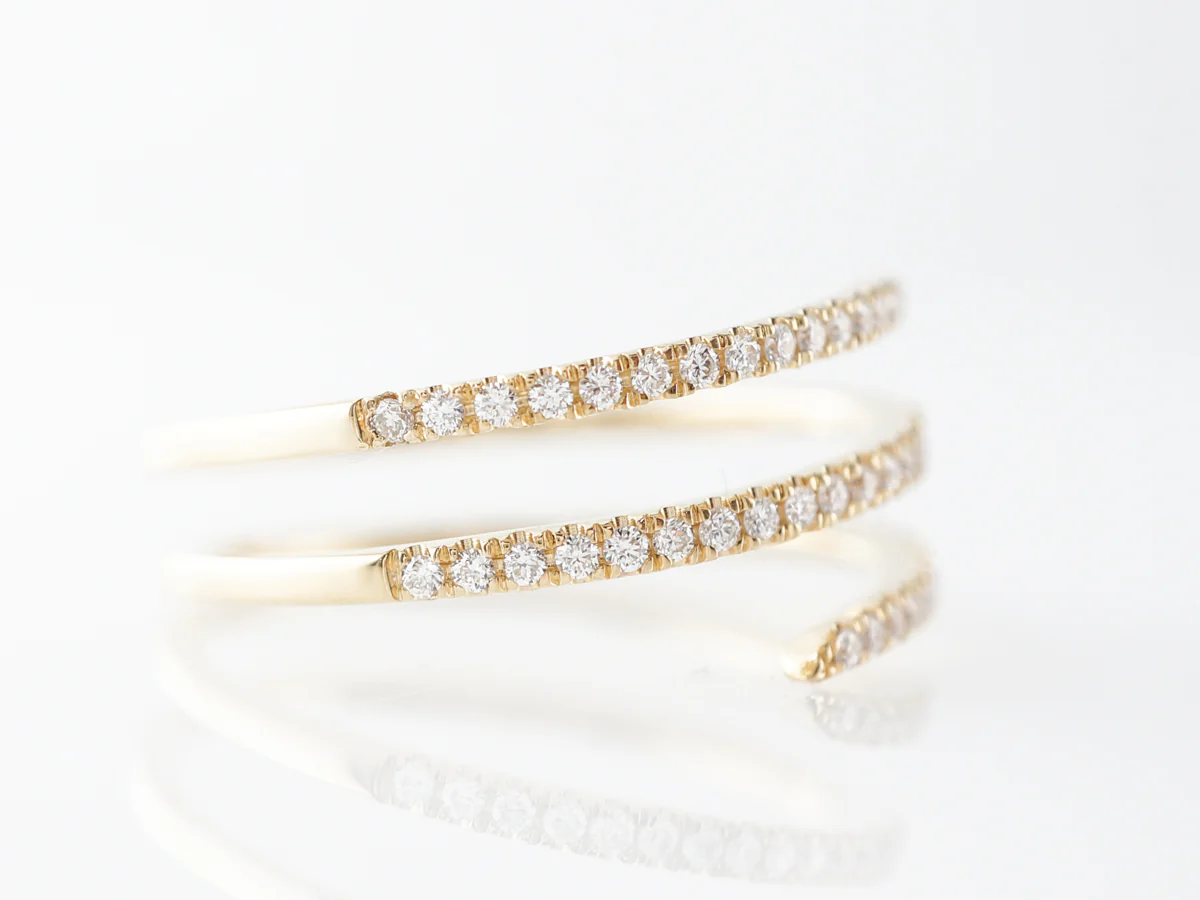 Triple Stacking Ring w/ Diamonds in 18k Yellow Gold - Image 3