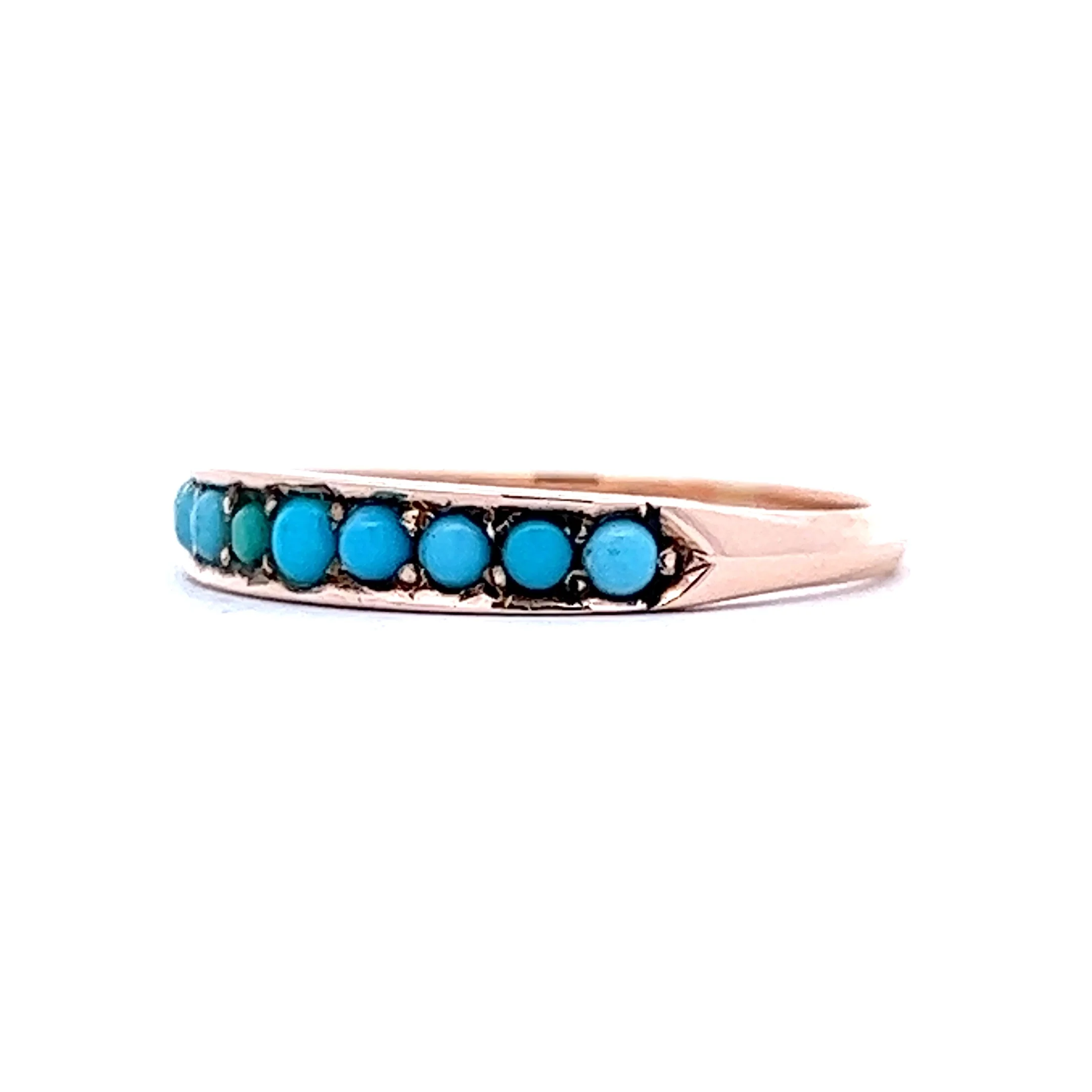 Vintage Victorian Cabochon Turquoise Ring in 14k Yellow Gold - Image 2