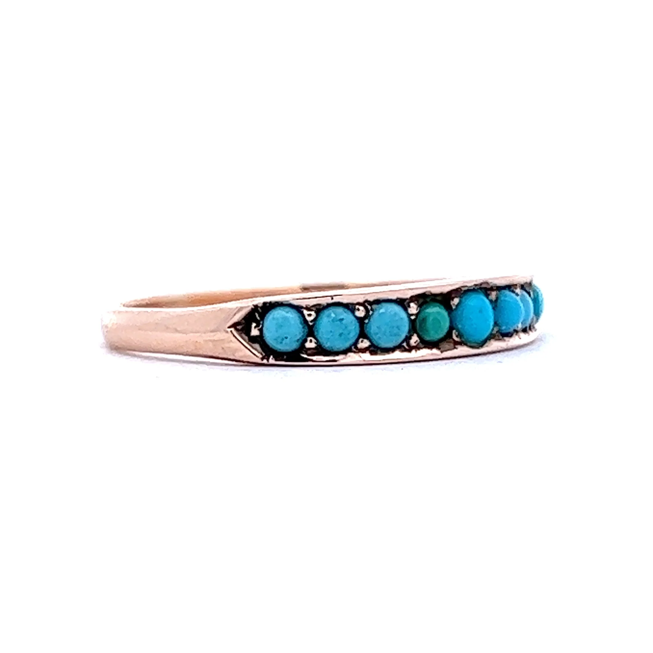 Vintage Victorian Cabochon Turquoise Ring in 14k Yellow Gold - Image 3