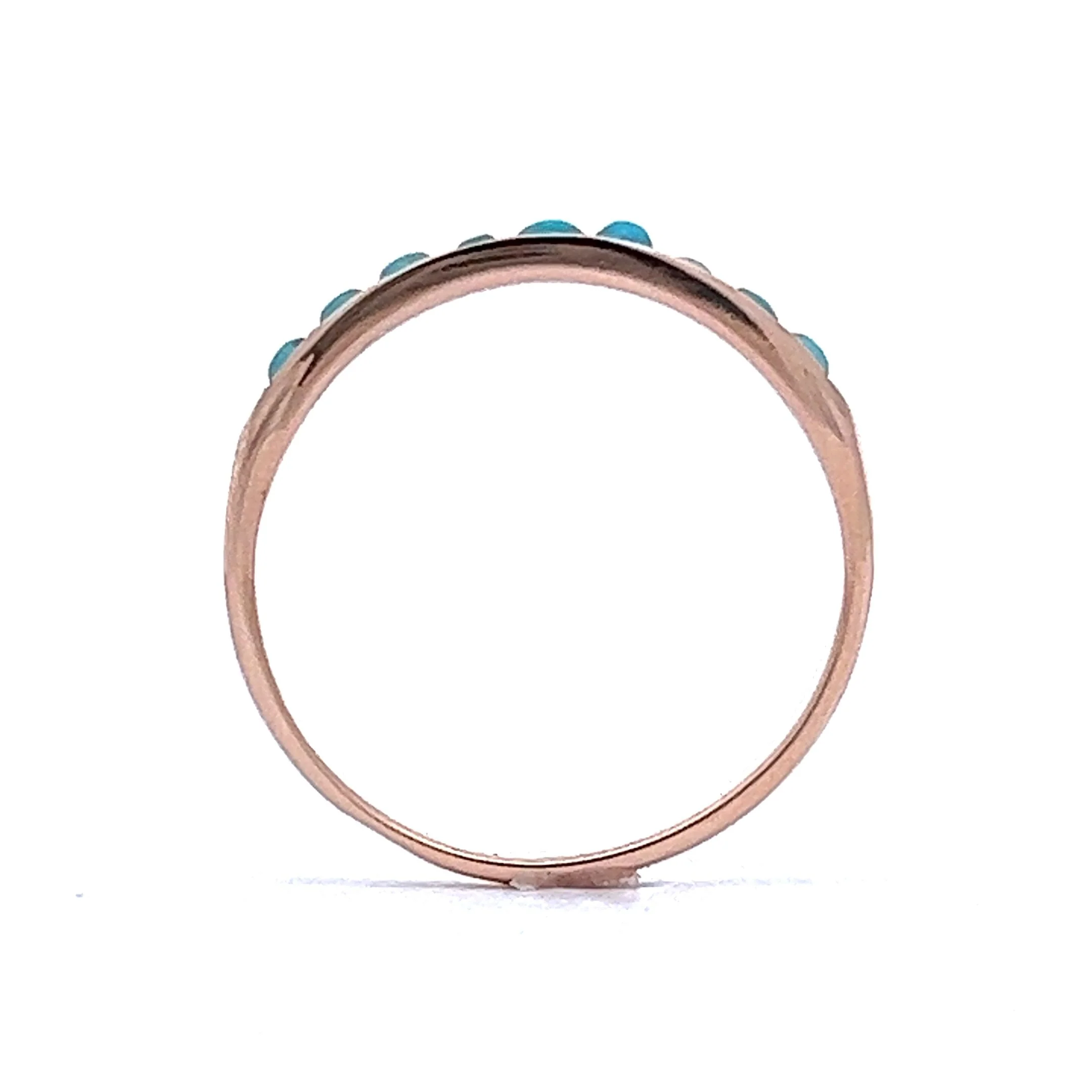 Vintage Victorian Cabochon Turquoise Ring in 14k Yellow Gold - Image 4