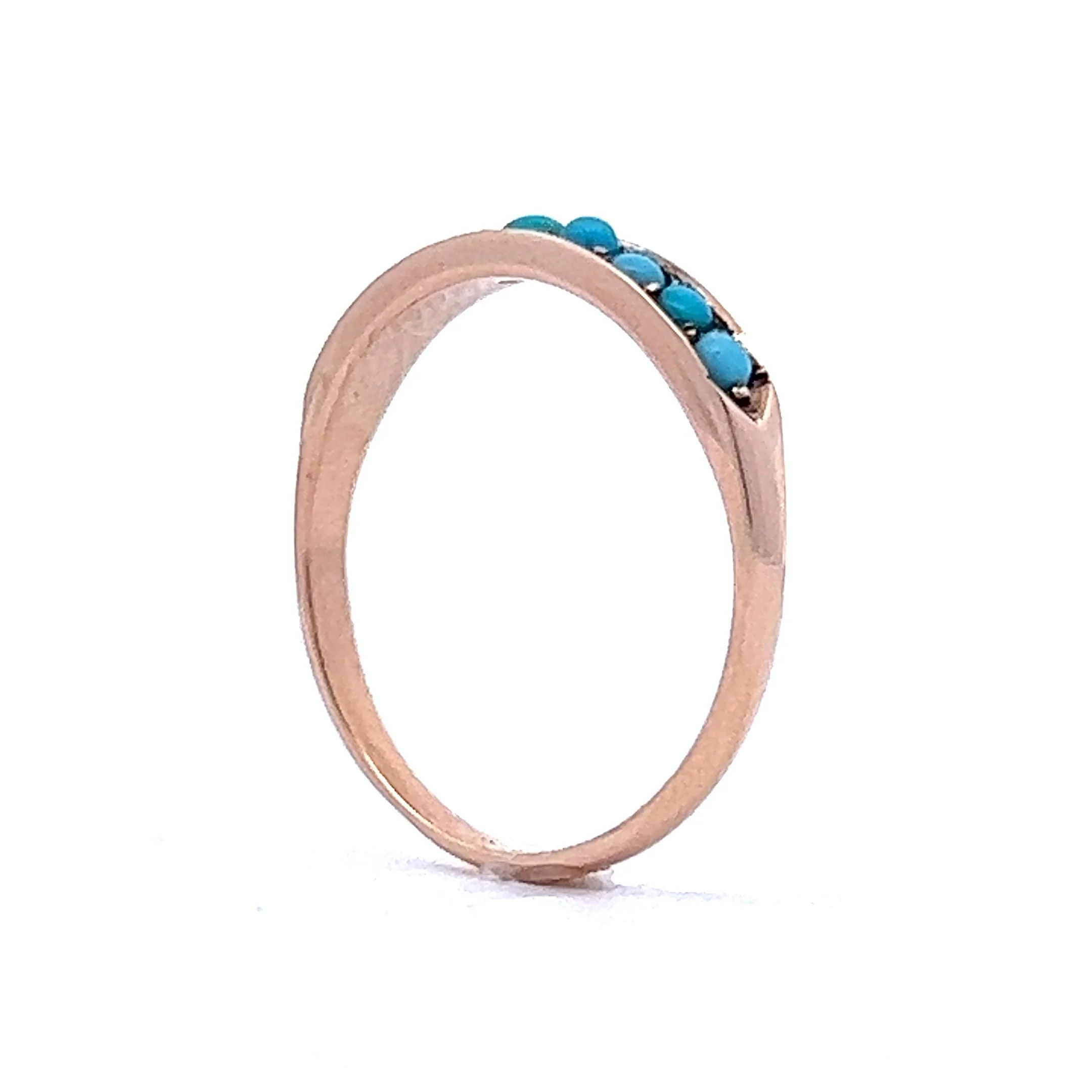 Vintage Victorian Cabochon Turquoise Ring in 14k Yellow Gold - Image 5